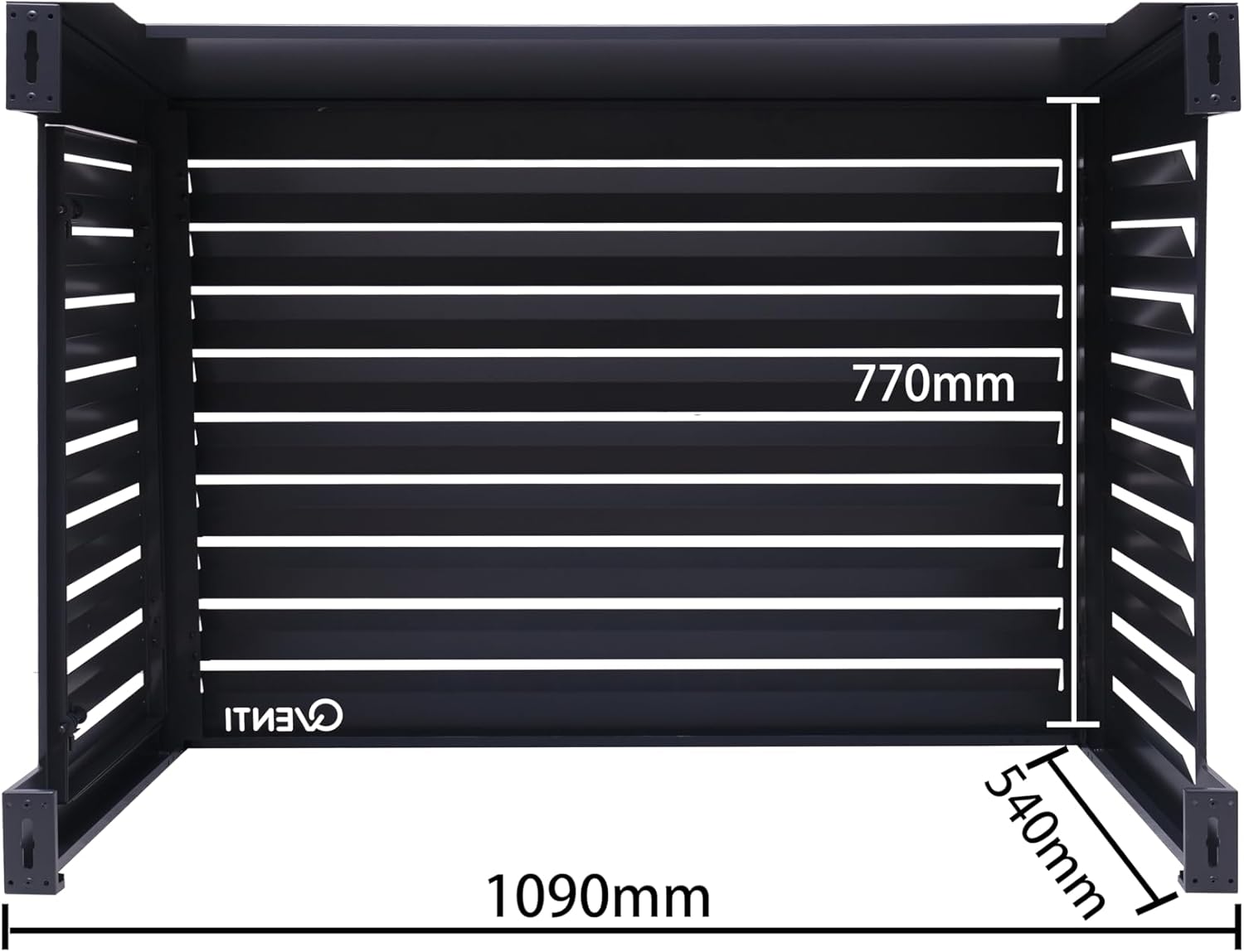 Qventi Abdeckung für Klimaanlage - Anthrazit/Grau - Aluminium - Schutzgitter - Verkleidung - Einfache Montage - Größe S - Außenmaße (LxBxH): 100 x 50 x 75 cm