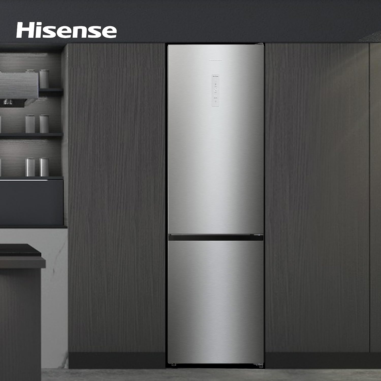 Hisense RB327N4AD2 Kühl-Gefrierkombination/ NoFrostPlus/ Multiflow 360°/ HolidayMode/ FreshZone/ 182,4 cm/ Kühlteil 171 l/ Gefrierteil 85 l/ 41 dB/ 287 kWh/ Jahr/ Edelstahl-Look