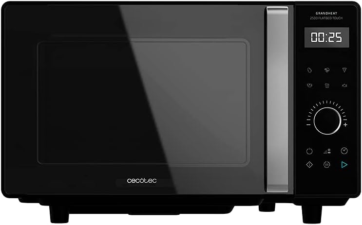 Cecotec Touch-Mikrowelle ohne Teller GrandHeat 2500 Flatbed Touch White. 800 W, 25 Liter Fassungsvermögen, 8 vorkonfigurierte Funktionen, Timer