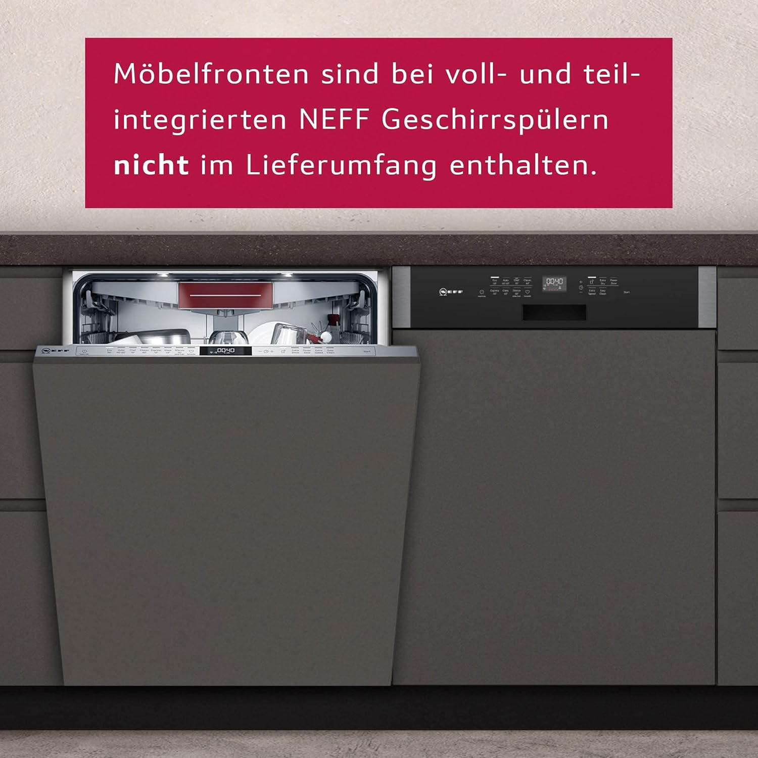 NEFF S157YCX03E, N 70, Smarter Geschirrspüler Vollintegriert, 60 cm, Besteckschublade, Made in Germany, Zeolith-Trocknung, besonders leise Spülmaschine, höhenverstellbarer Oberkorb, starker Sprühdruck