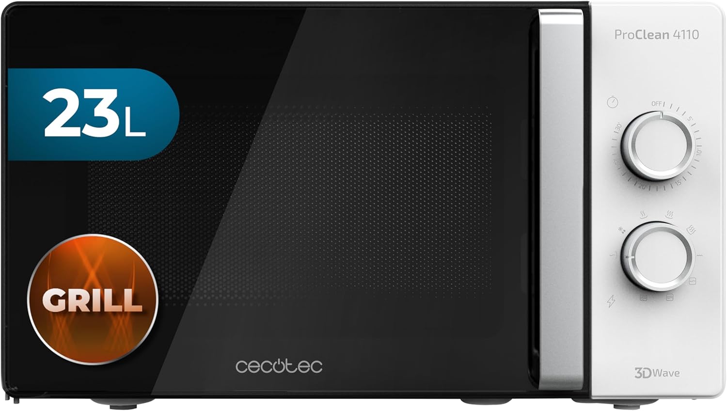 Cecotec Mikrowelle mit ProClean 8110 Grill. 28l Kapazität, Ready2Clean Beschichtung, 1000 W Leistung, 1000 W Grill, 5 Betriebsebenen, 8 Programme, 60 min Timer, LED-Anzeige