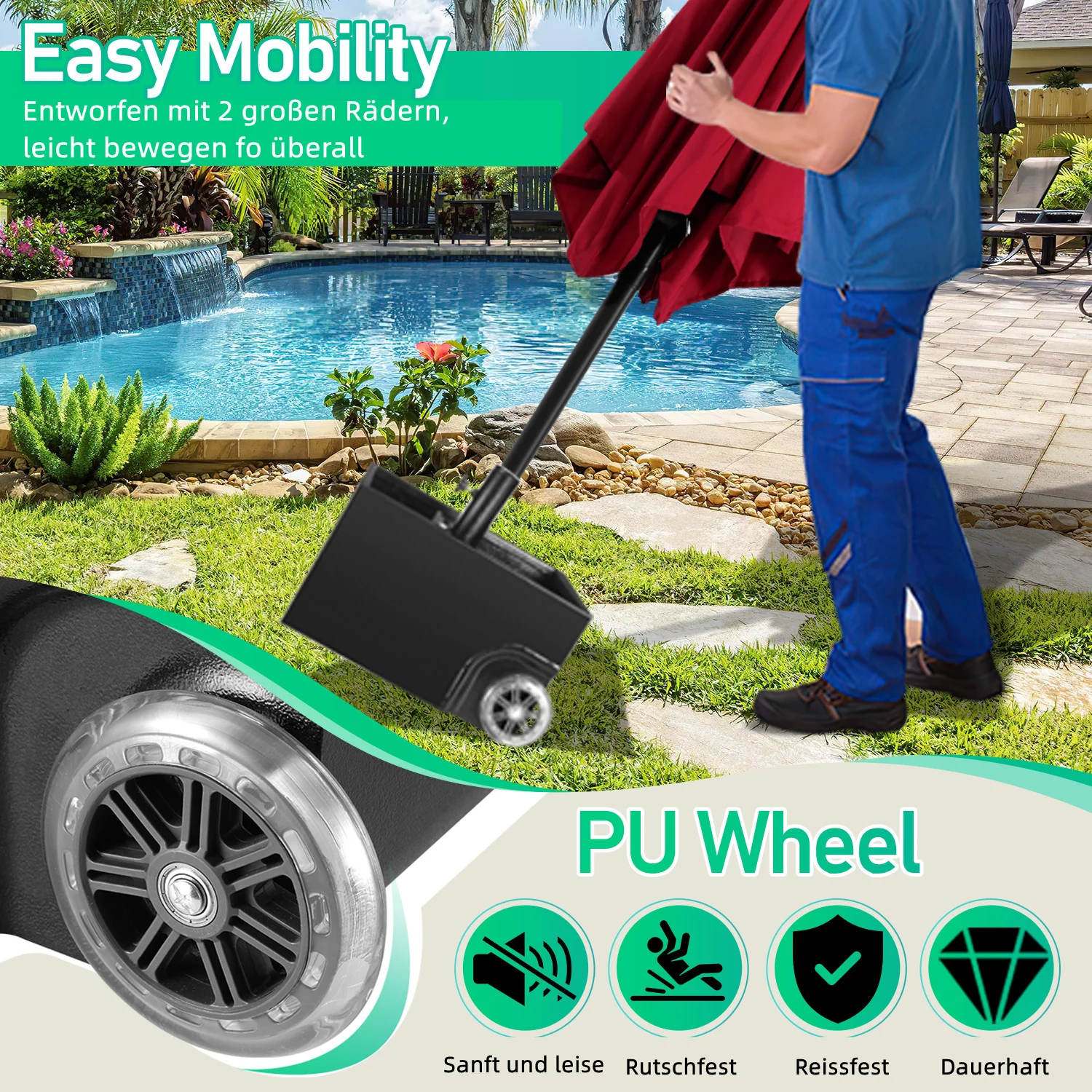 Sonnewelt Sonnenschirmstnder Schirmstnder mit Rollen