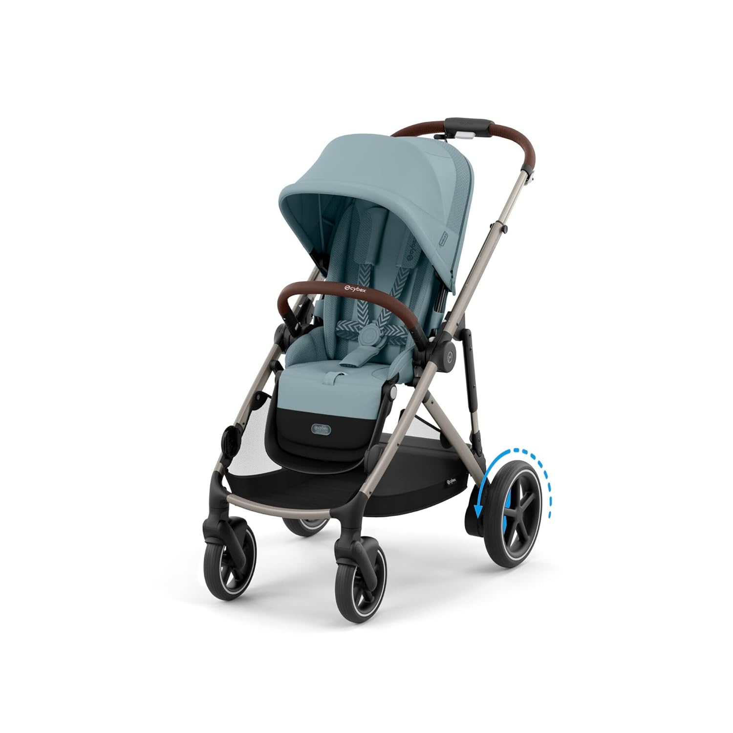 CYBEX Gold Kinderwagen e-GAZELLE S, Ab Geburt bis ca. 4 Jahre, Max. 22 kg (Single-Modus) / 2x 22 kg (Duo-Modus), All-in-1-System mit E-Antrieb und 20+ Konfigurationen, Moon Black