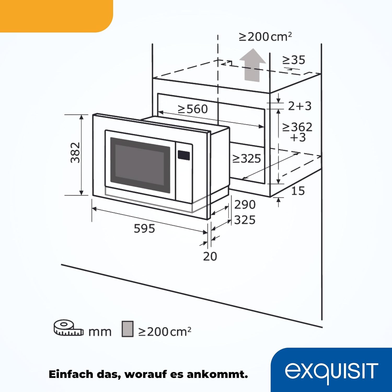 Exquisit EMW 20.1G Einbau-Mikrowelle | 20 L Garraum | 800 W | Inoxlook | 1000 W Grilleistung | 5 Leistungsstufen | Timer | Drehteller: 24,5cm Ø | 8 Autokochprogramme | Innenbeleuchtung