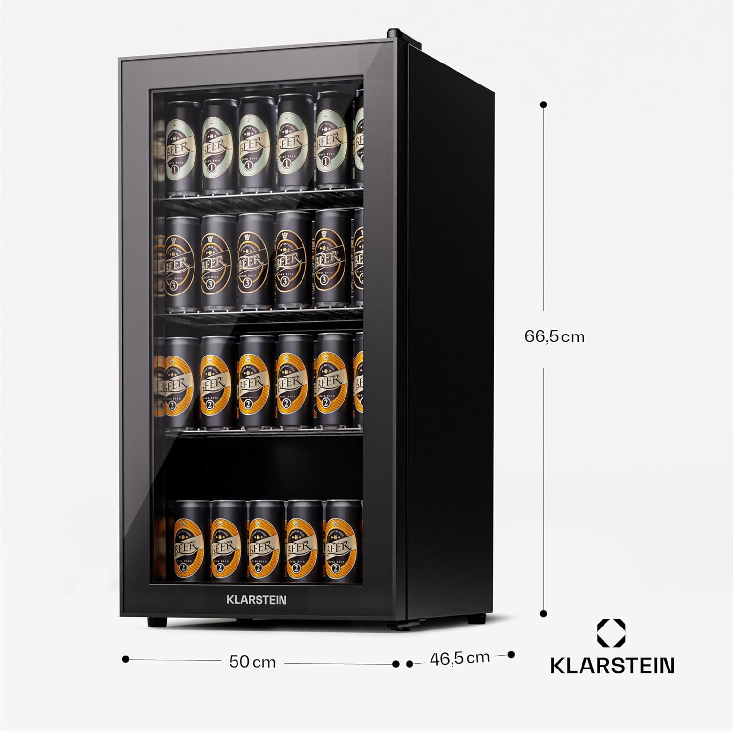 Klarstein Mini Kühlschrank mit Glastür für Zimmer, Getrnkekühlschrank mit Verstellbaren Ablagen, Kleiner 80 Liter, Indoor/Outdoor Kühlschrank Leise