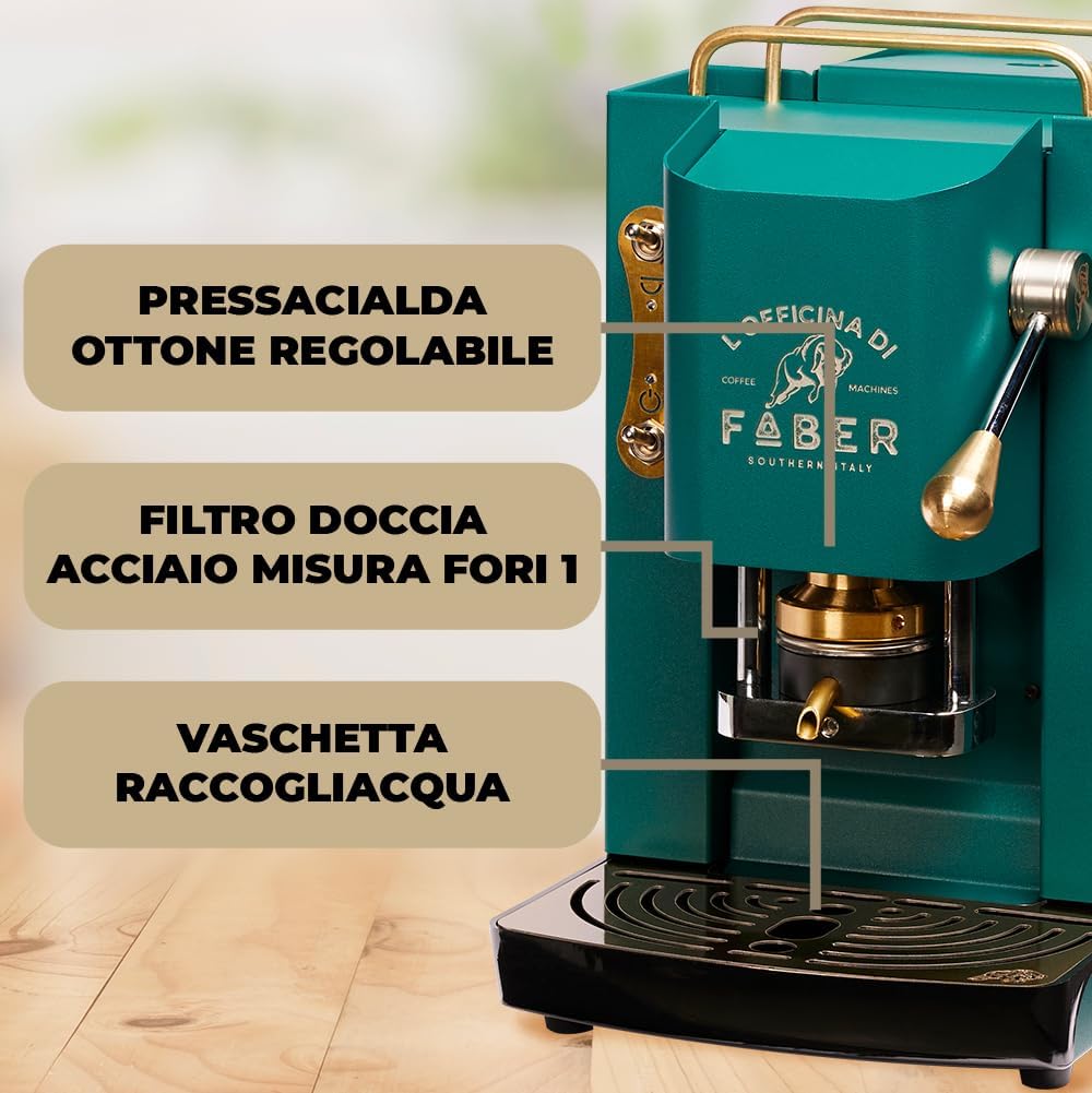 Faber PRO Total Deluxe Kaffeemaschine aus Messing, 44 mm Ese Papier, 1.3 liters, (Weiß)