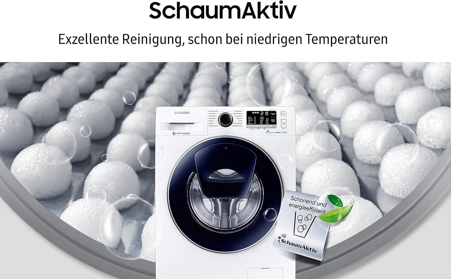 Samsung WW8NK52K0VW/EG Waschmaschine, 8 kg, 1200 U/min, SLIM Platzsparer, Ecobubble, AddWash, Hygiene-Dampfprogramm, Weiß