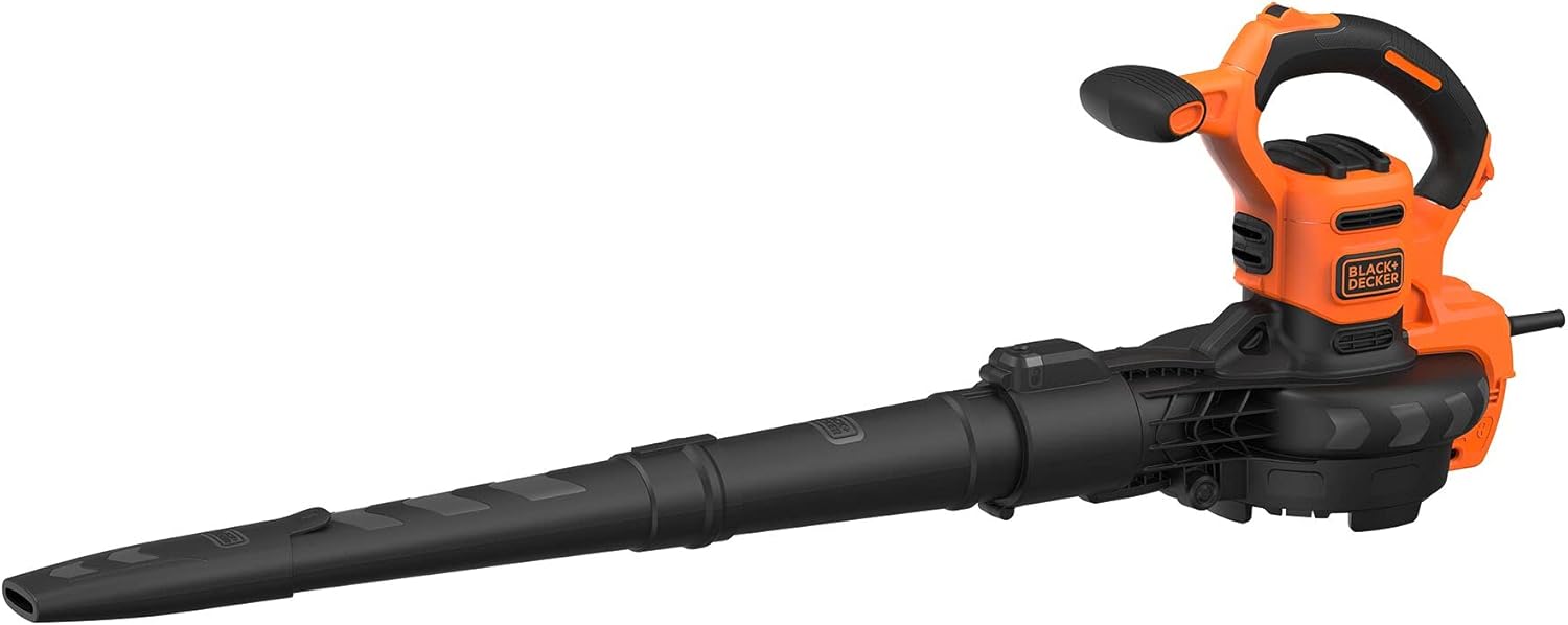 Black+Decker 3-in-1 Elektro-Laubsauger/Laubblser BEBLV301 (3.000 Watt, mit Hcksler + aufsteckbarem Laubrechen, 72l Fangsack-Rucksack - hohe Blasgeschwindigkeit & verstellbare Saugleistung)
