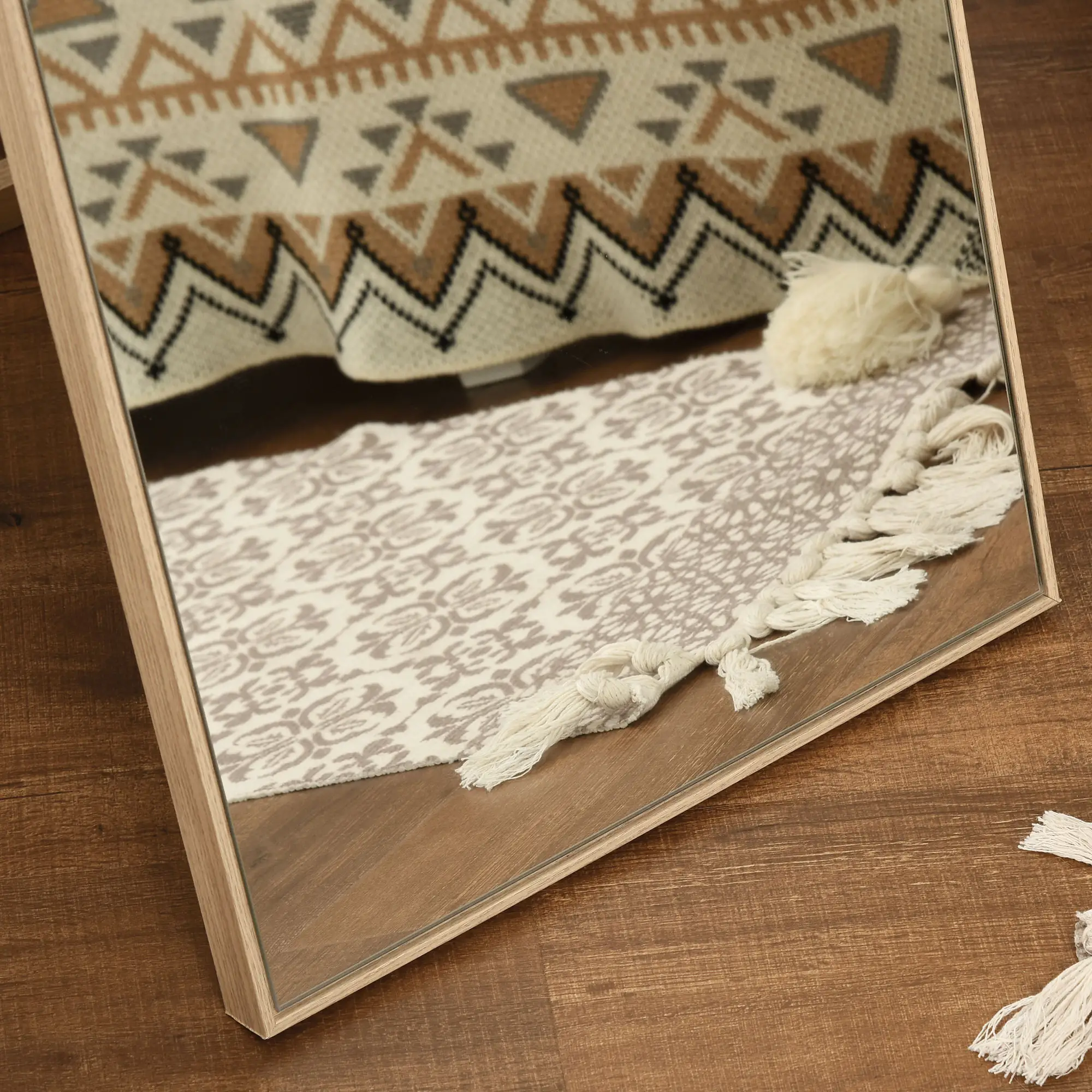 HOMCOM Standspiegel Ganzkörperspiegel bruchsicher Holzmaserung