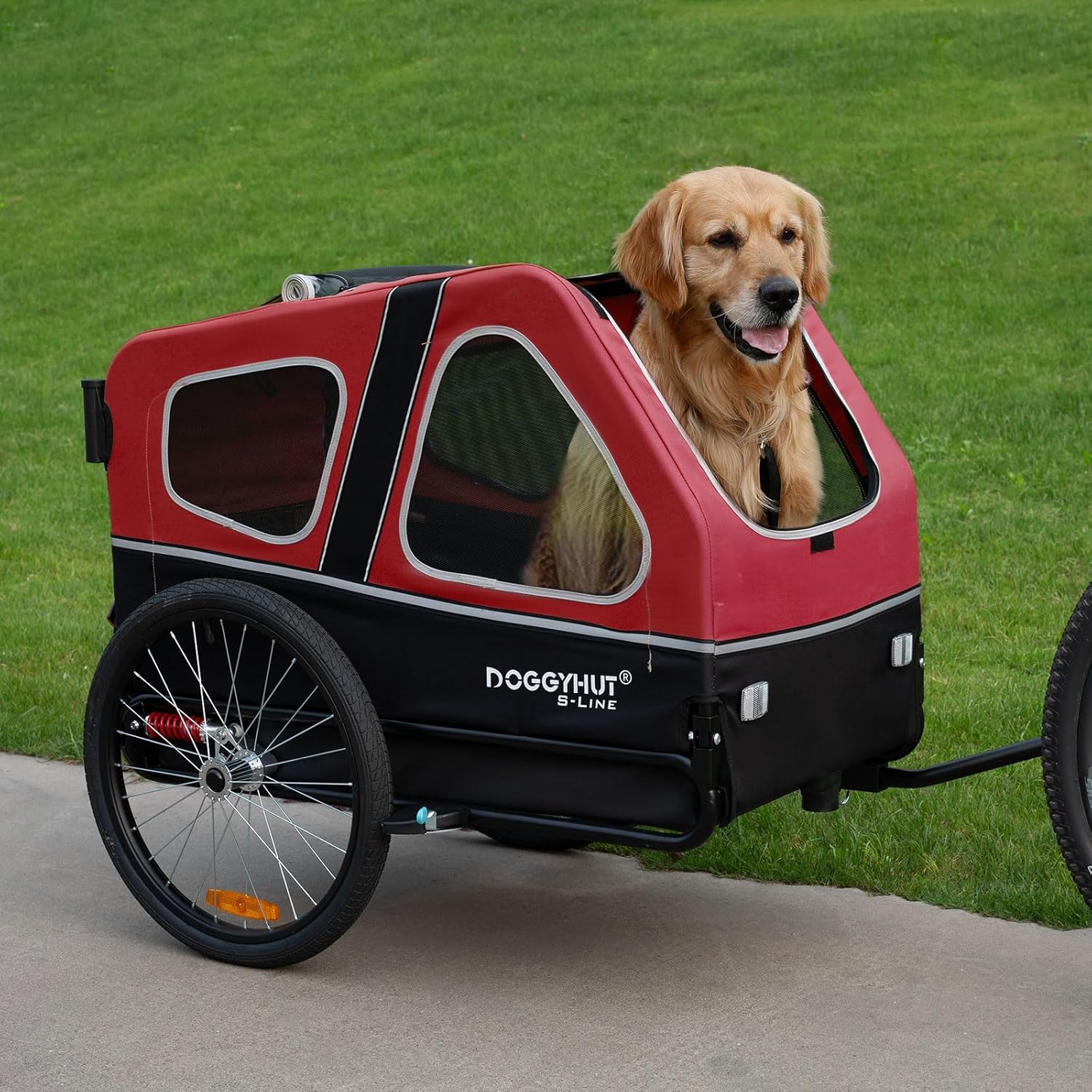Doggyhut S-Line XL Hundeanhänger & Hundebuggy mit Federung 2 in 1 Hunde Fahrradanhänger Jogger gefedert bis 45 kg