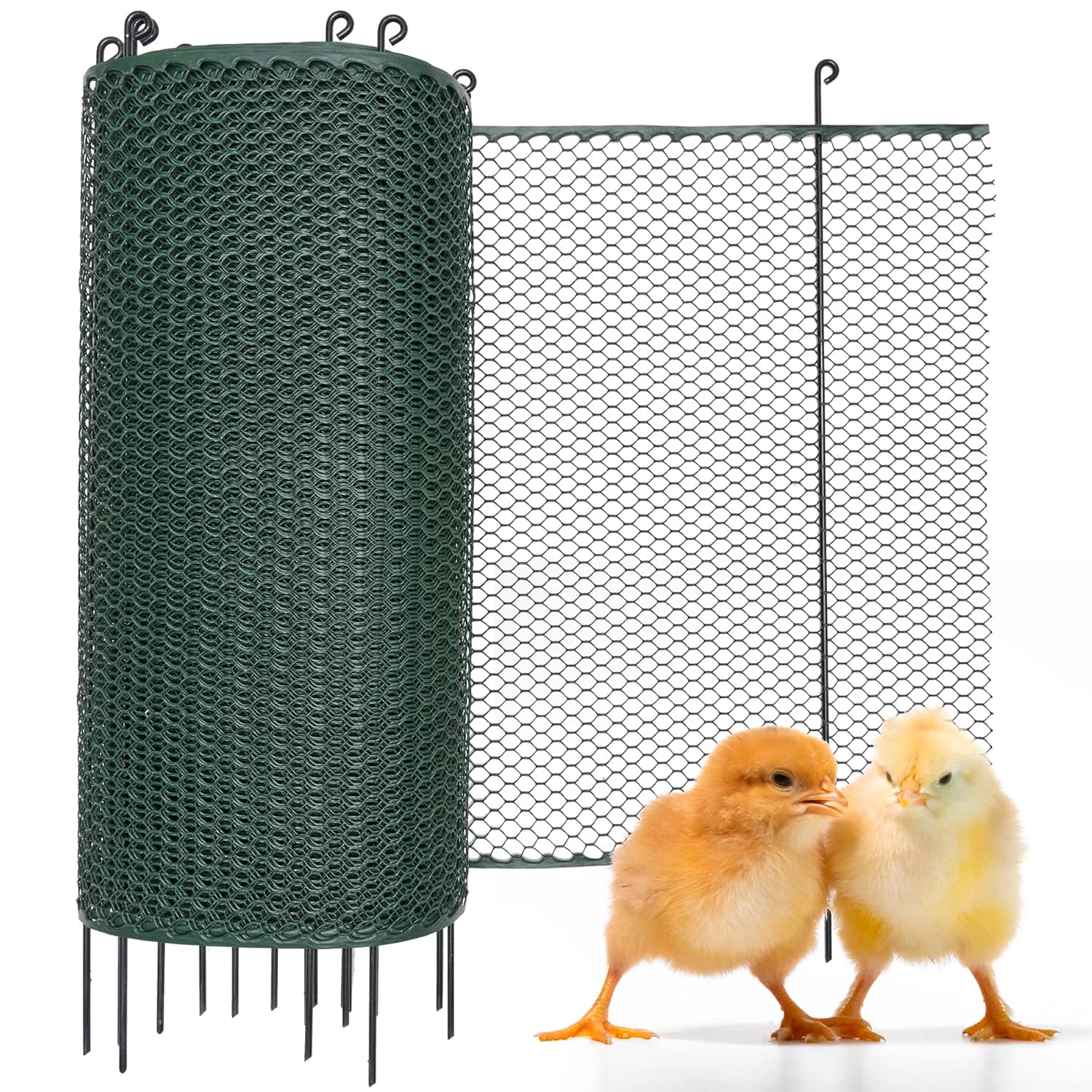 SELFmania Hühnerzaun 25m lang | ENGMASCHIG STABIL UV-SCHUTZ 120 cm hoch | Freilaufgehege Hühner mit 21 Befestigungsstäben + 25 U-Heringe | Hundezaun | Kleintiere | Geflügelzaun | Hühner Zubehör