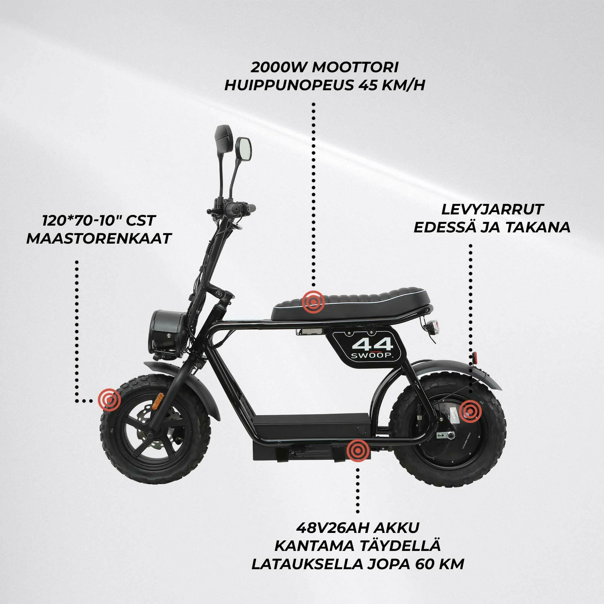 Swoop Elektro Moped Turbo 2000W Schwarz