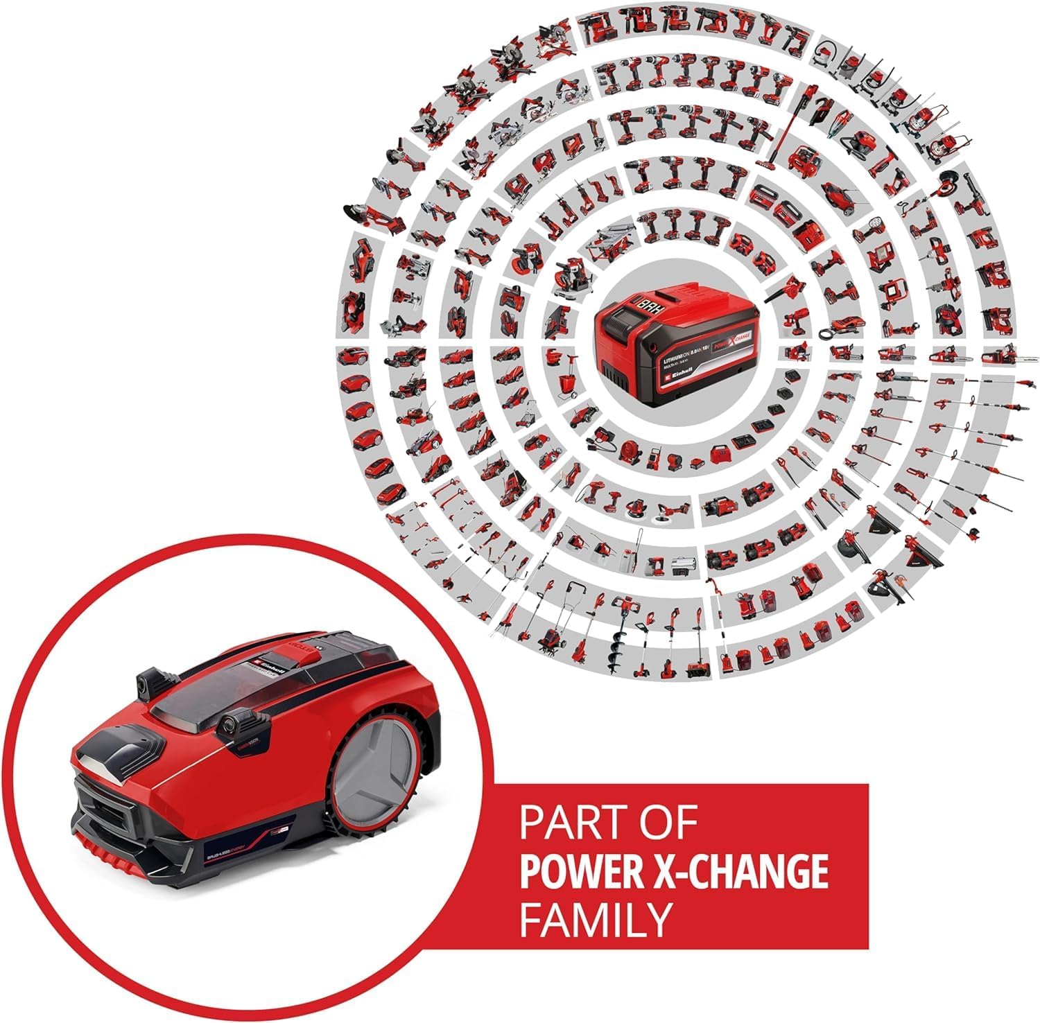 Einhell Mhroboter FREELEXO CAM 500 Power X-Change (18V, Kamera ersetzt Begrenzungsdraht, für 500 m, Brushless, bis 25% Steigung, Schnittbreite 18 cm, inkl. 3,0 Ah Akku, 5 m Magnetband)
