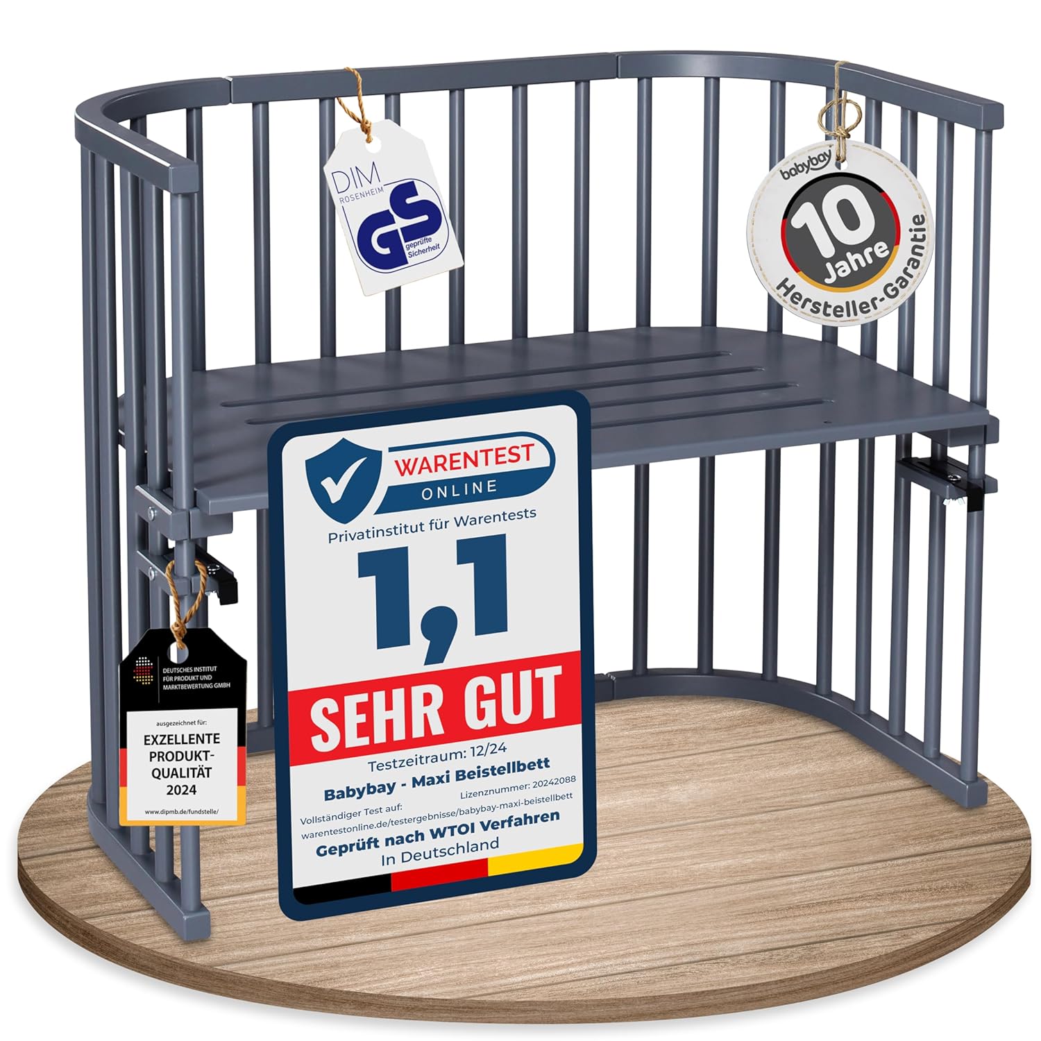 babybay Original Beistellbett aus massivem Buchenholz / kompakt & verwandelbar / Kinderbett Höhe stufenlos verstellbar & umweltfreundlich / mitwachsendes Babybett (weiß lackiert) / inkl. Matratze