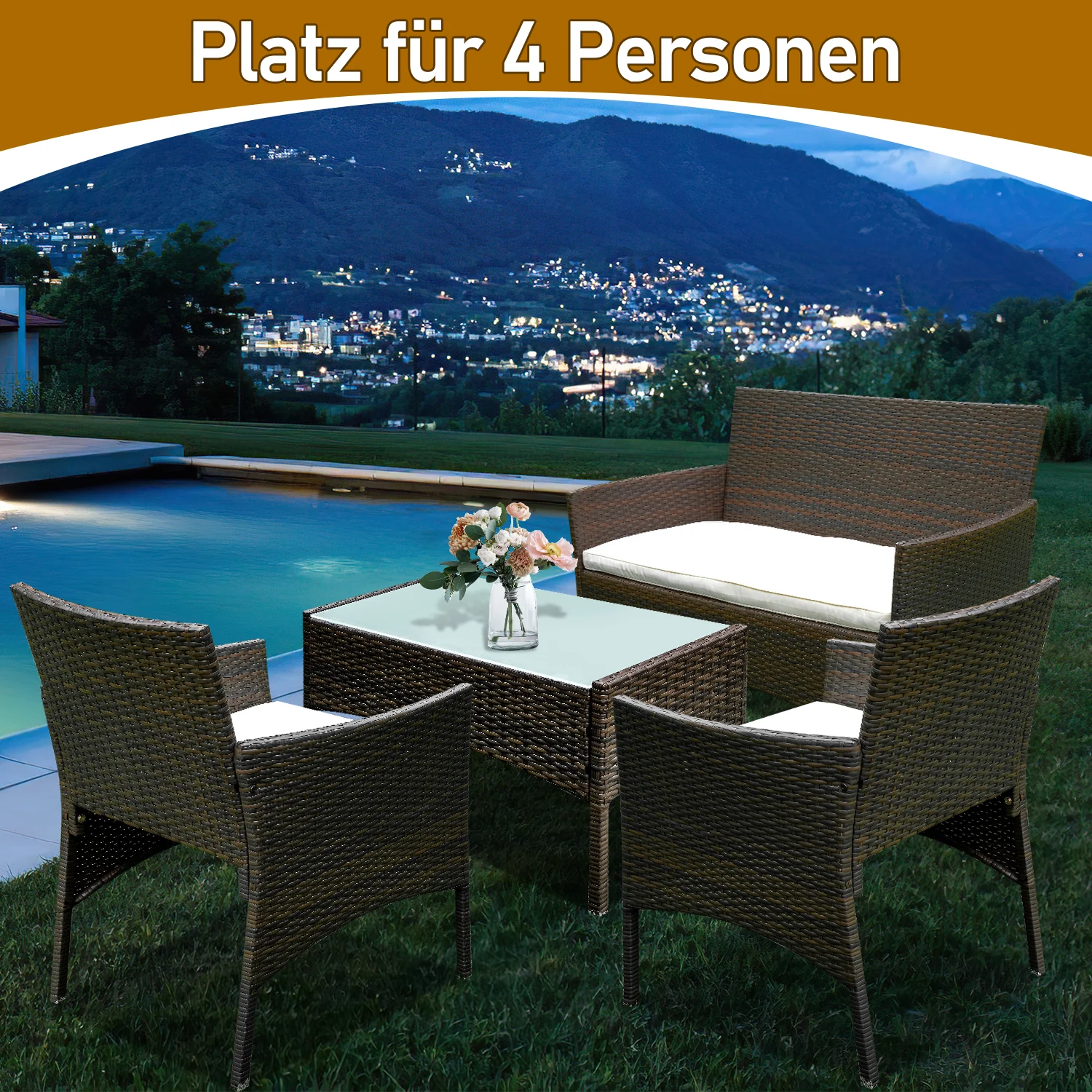 Sonnewelt Polyrattan Sitzgruppe Gartenmbel Set