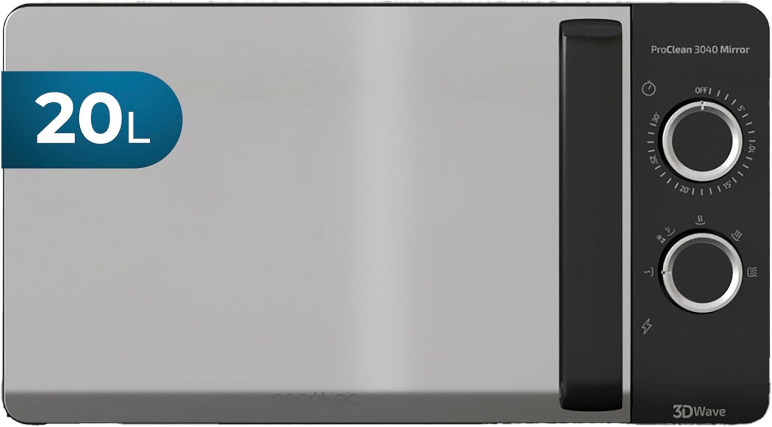 Cecotec Mikrowelle mit ProClean 8110 Grill. 28l Kapazität, Ready2Clean Beschichtung, 1000 W Leistung, 1000 W Grill, 5 Betriebsebenen, 8 Programme, 60 min Timer, LED-Anzeige