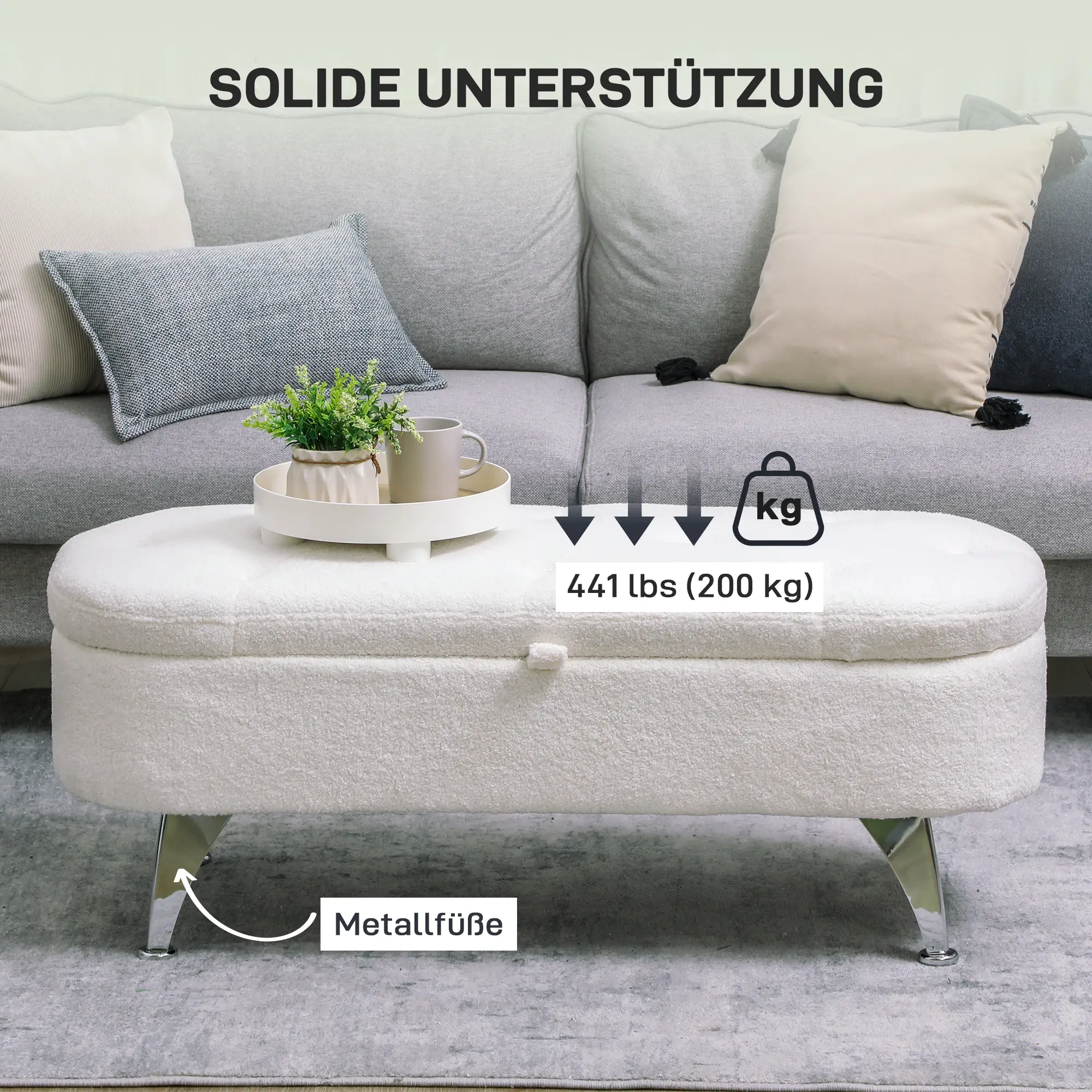 HOMCOM Sitzbank mit Stauraum 114 × 47 × 46,5 cm Weiß