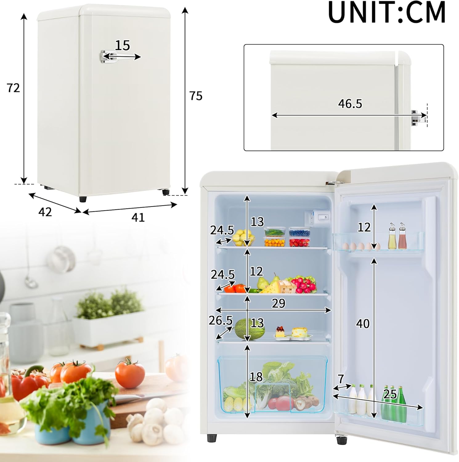 Merax Kühlschrank mit Gefrierfach, Kühl-Gefrierkombination, klein Kühlschrank mit 51L und Gefrierschrank 21L, Leise, LED, Glasablagen, Gemüsefach, Türablagen, für Küche, Wohnzimmer, Büro, Schwarz
