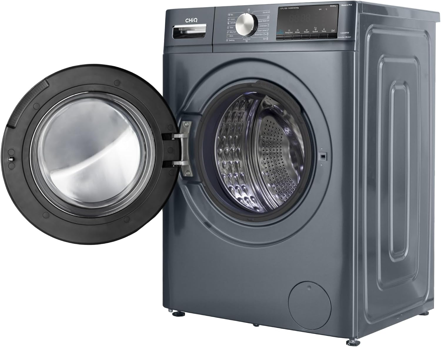 CHiQ Waschmaschine 7kg, 15 Programme, InverterMotor, Eco-Logic, Speed Wash, 60x46,5x84cm, Auto Clean, Washer Grau, CW07123863AX