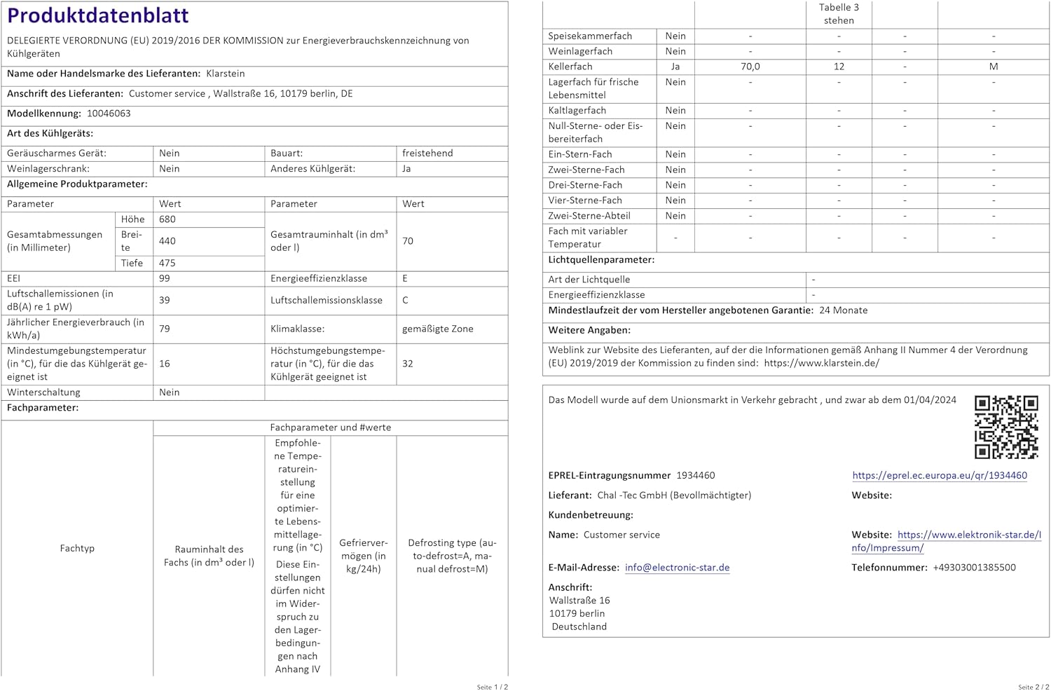 Klarstein Kühlschrank 70L, Kleiner Kühlschrank mit Herausnehmbaren Ablagen, Leiser Mini Kühlschrank mit Glastür & LED, Getränkekühlschrank Klein, Outdoor Geeignet, Biersafe für Flaschen, 0-10°C