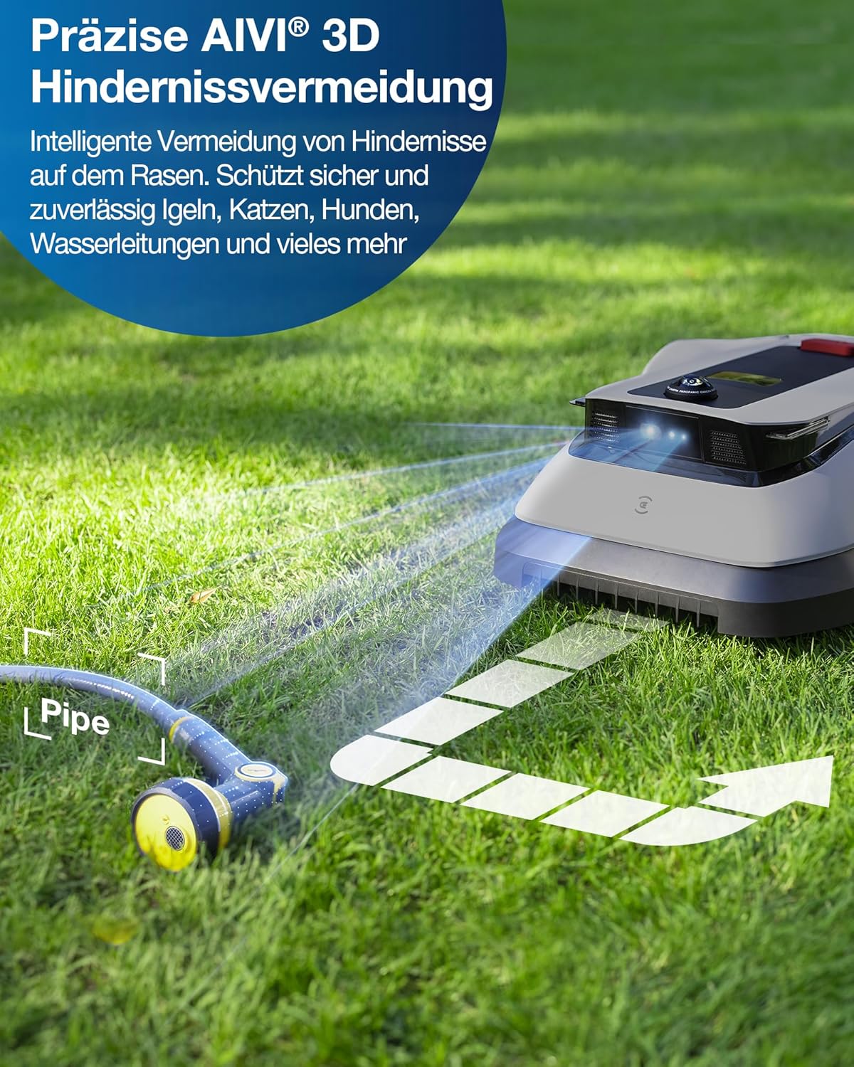 ECOVACS GOAT G1-800 Mhroboter ohne Begrenzungskabel 800㎡, Rasenmher Roboter mit TrueMapping-Multifusionslokalisierung,   Hindernisvermeidung, 16-Zonen-Management, 45% Steigung, Videomanager