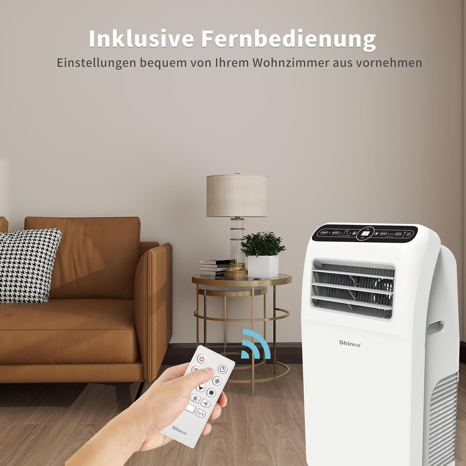 SHINCO Mobile Klimaanlage mit Abluftschlauch, 12000BTU, Kühlung&Heizung&Ventilieren&Entfeuchten, Mobiles Klimagert mit Fenstermontage-Kit, 24H-Timer, APP, für Rume von etwa 90m