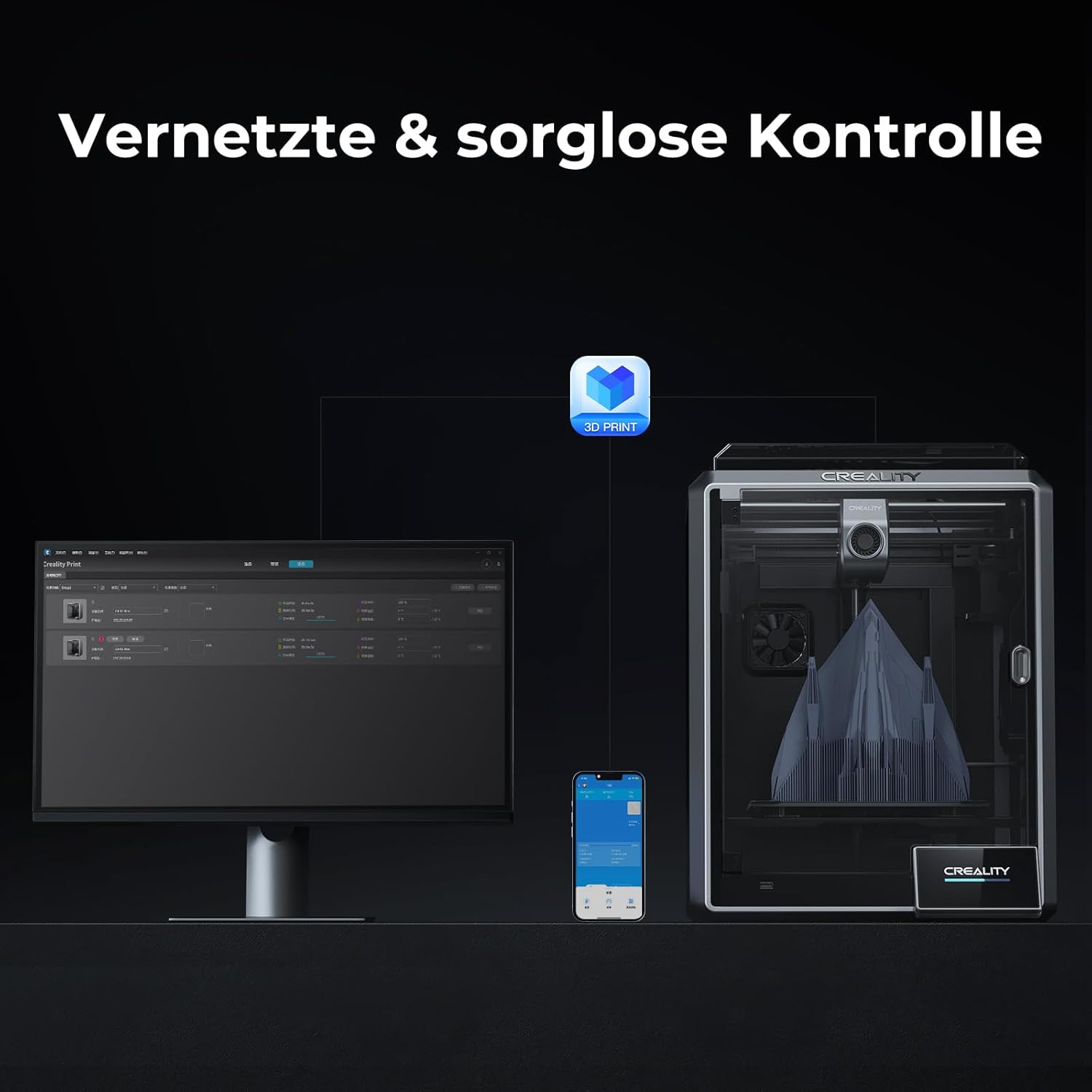 Creality K2 Plus Combo 3D-Drucker, 16-Farben Multimaterial-Druck, 350³mm XXL-Bauraum, Servo-Direktantrieb, Dual-KI-Kameras, Ultra-Leise <45dB, Aktive Heizkammer, RFID/WLAN (Industrie 4.0)