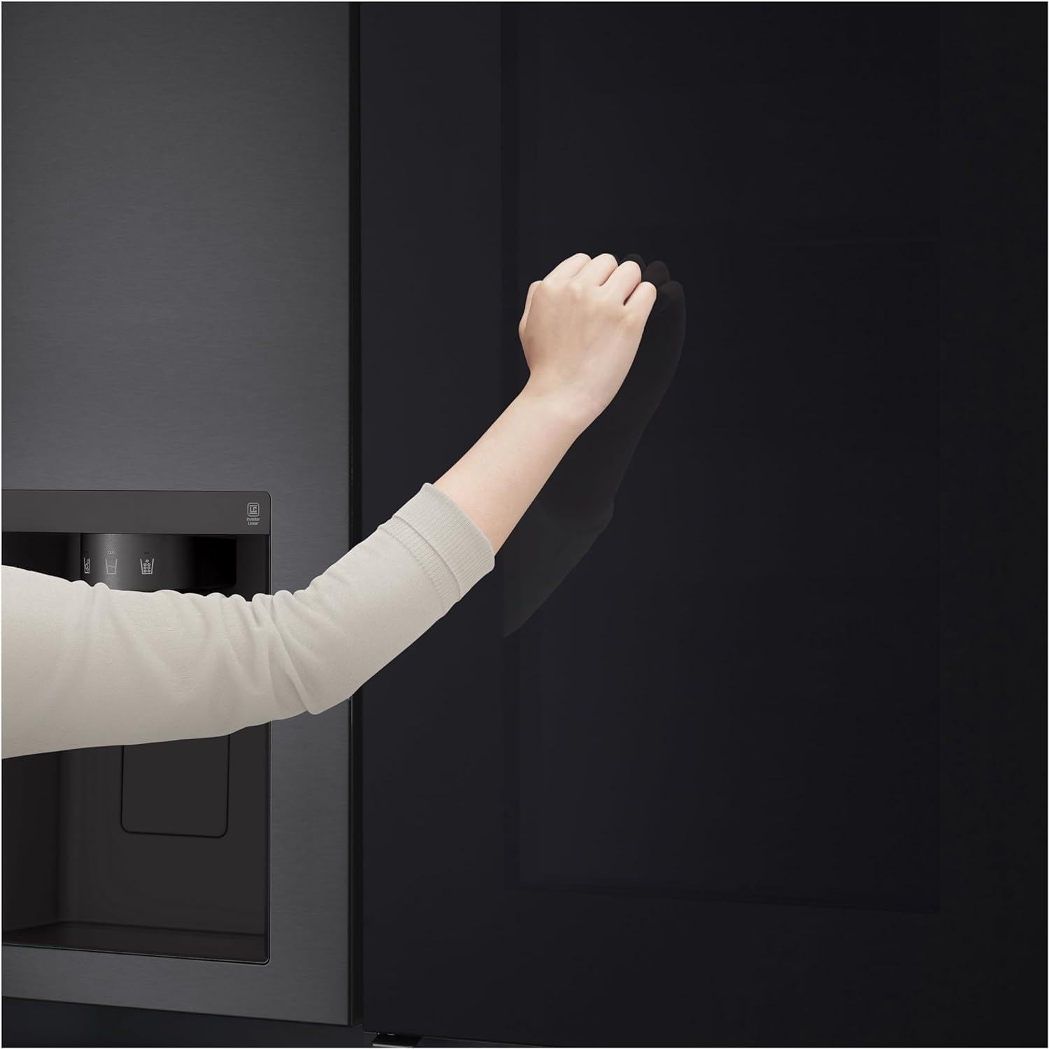 LG GSGV81PYLL Side by Side Kühlschrank, Klasse E, 635 L, Instaview, Kühlschrank mit Gefrierfach, Eis-, Crushed Ice- Wasserspender, Total NoFrost, Smart Inverter Kompressor, Wi-Fi