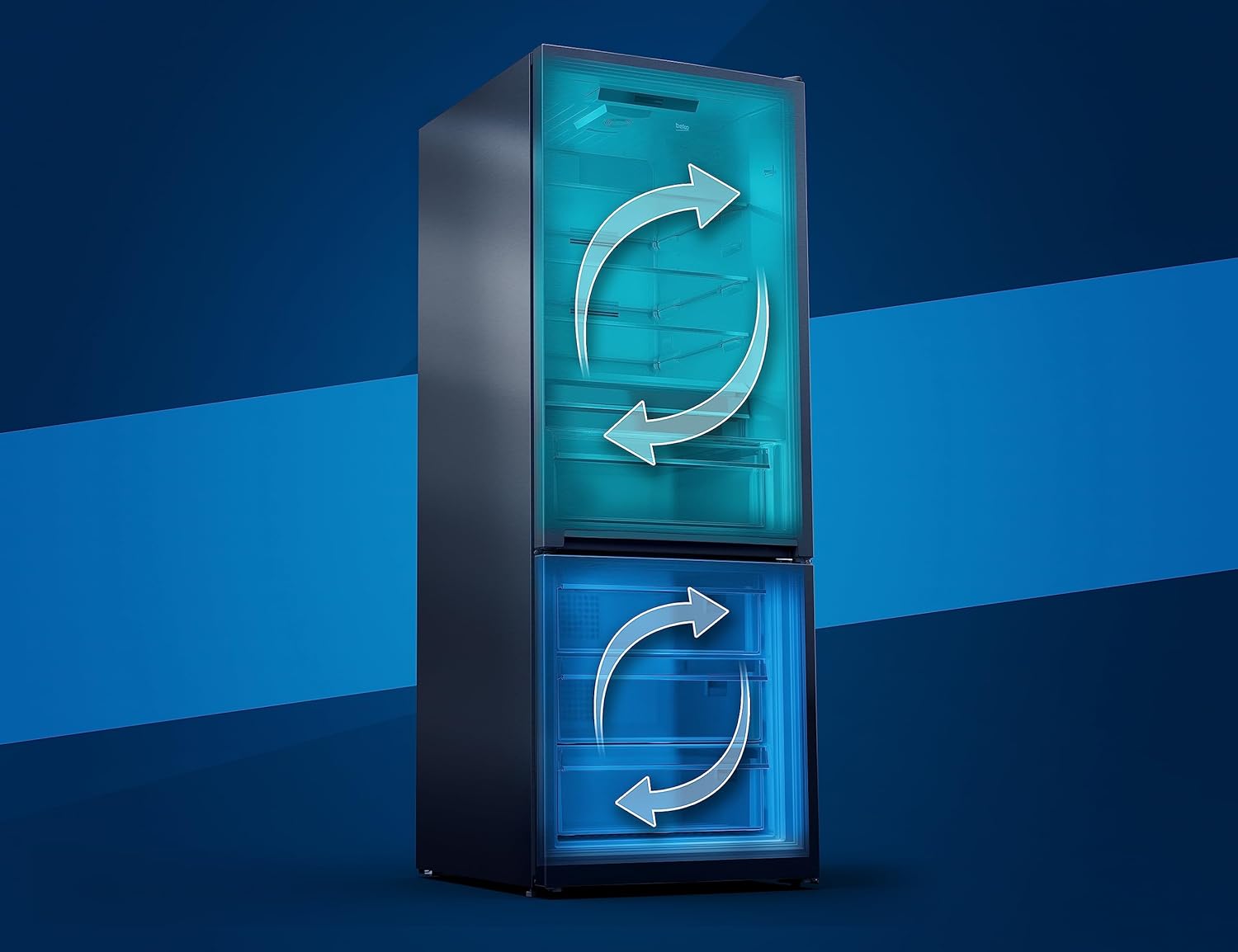 Beko RCNE366E70ZXBRN bPRO700 freistehende Kühl-/Gefrierkombination, großer Kühlschrank, 323 l Gesamtrauminhalt, HarvestFresh, NoFrost, leise, SmoothFit, 0°C-Zone, Dark Inox