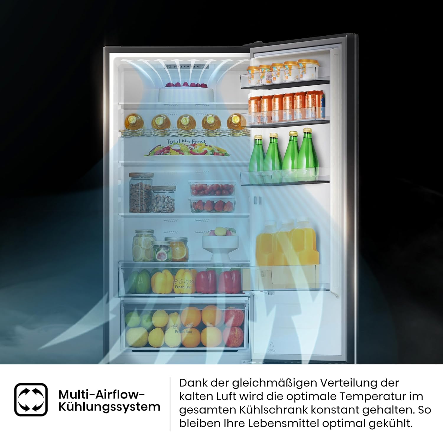 Hisense RB327N4AD2 Kühl-Gefrierkombination/ NoFrostPlus/ Multiflow 360°/ HolidayMode/ FreshZone/ 182,4 cm/ Kühlteil 171 l/ Gefrierteil 85 l/ 41 dB/ 287 kWh/ Jahr/ Edelstahl-Look
