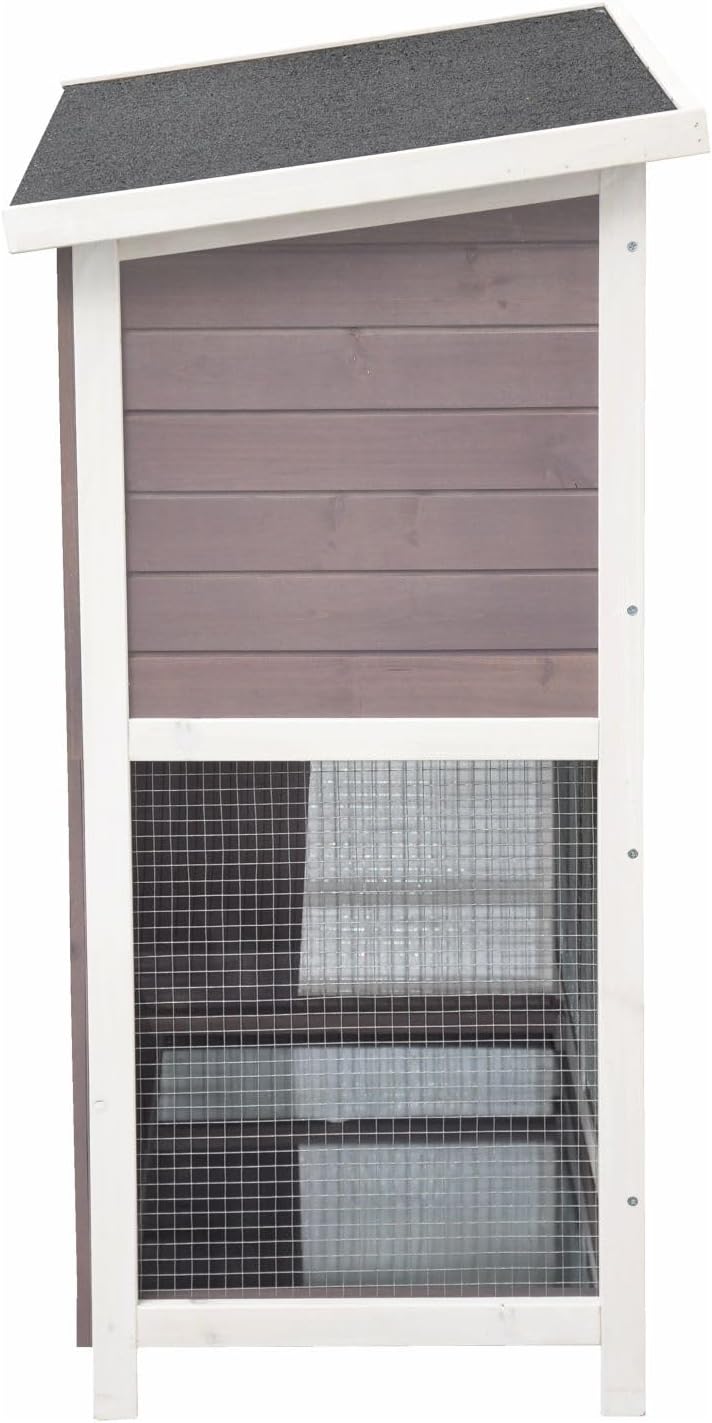 nanook Murmel XXL Doppel Kaninchenstall Hasenstall - doppelstöckig - wetterfest - 211 x 52 x 107 - Farbe: Taupe/Weiss - extra großes Kaninchengehege