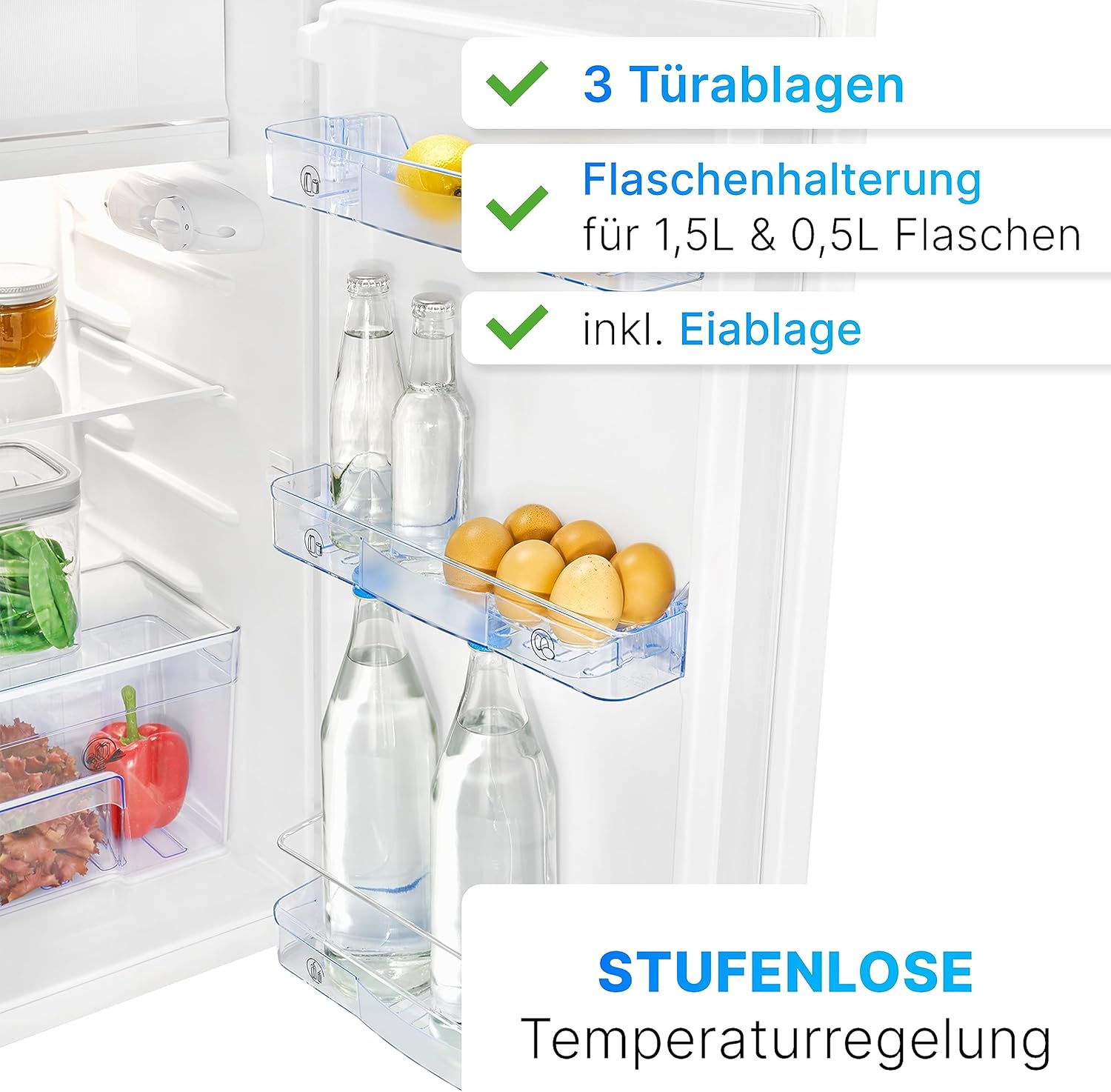 Bomann Kühlschrank mit Gefrierfach | 91L Nutzinhalt davon 8L Gefrierfach | Kühlschrank klein | mit wechselbarem Türanschlag | Mini Kühlschrank m. Gemüseschale | 2 Ablagen | Minibar leise | KS 7349