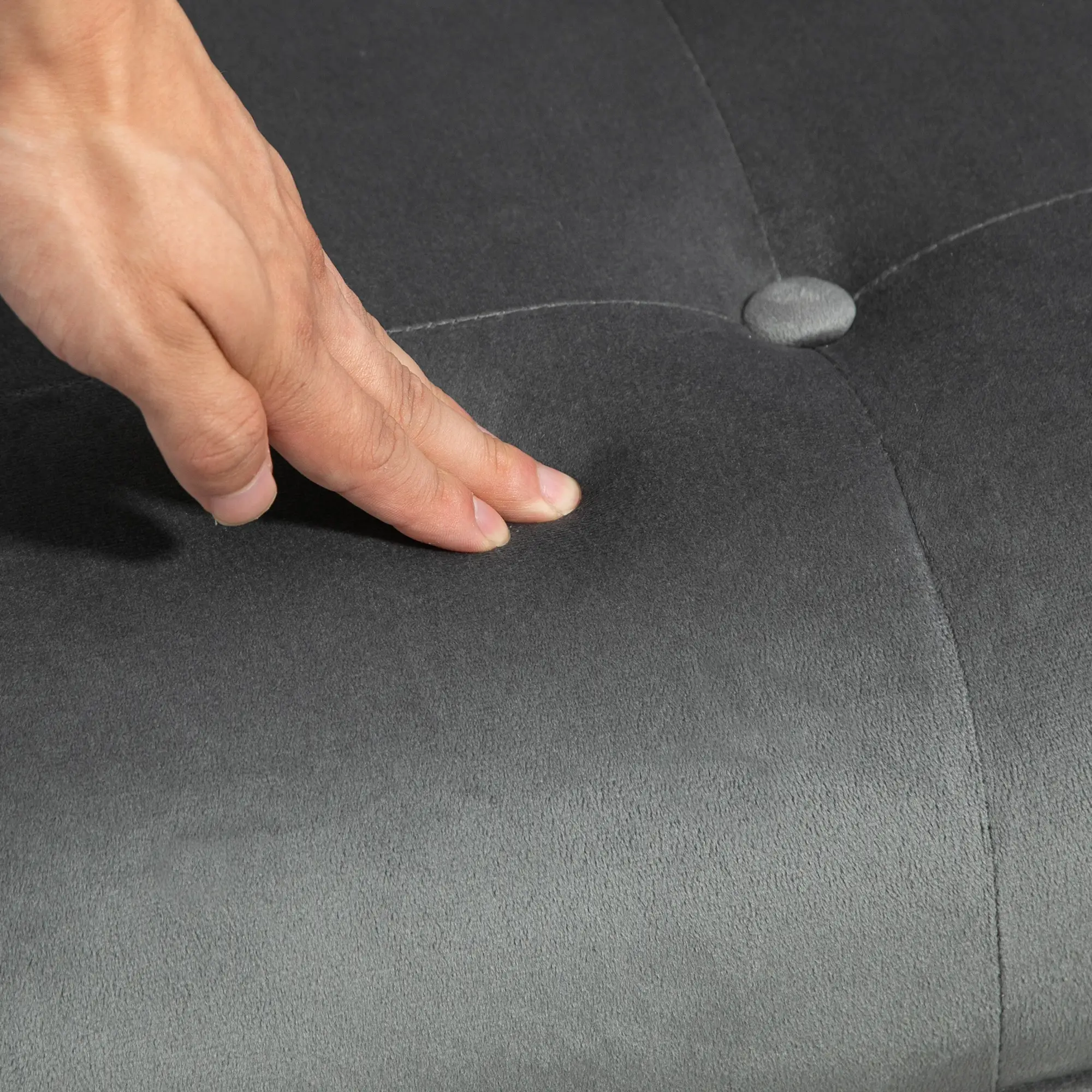 HOMCOM Relaxsessel mit Hocker Schaukelstuhl Set Samt Dunkelgrau