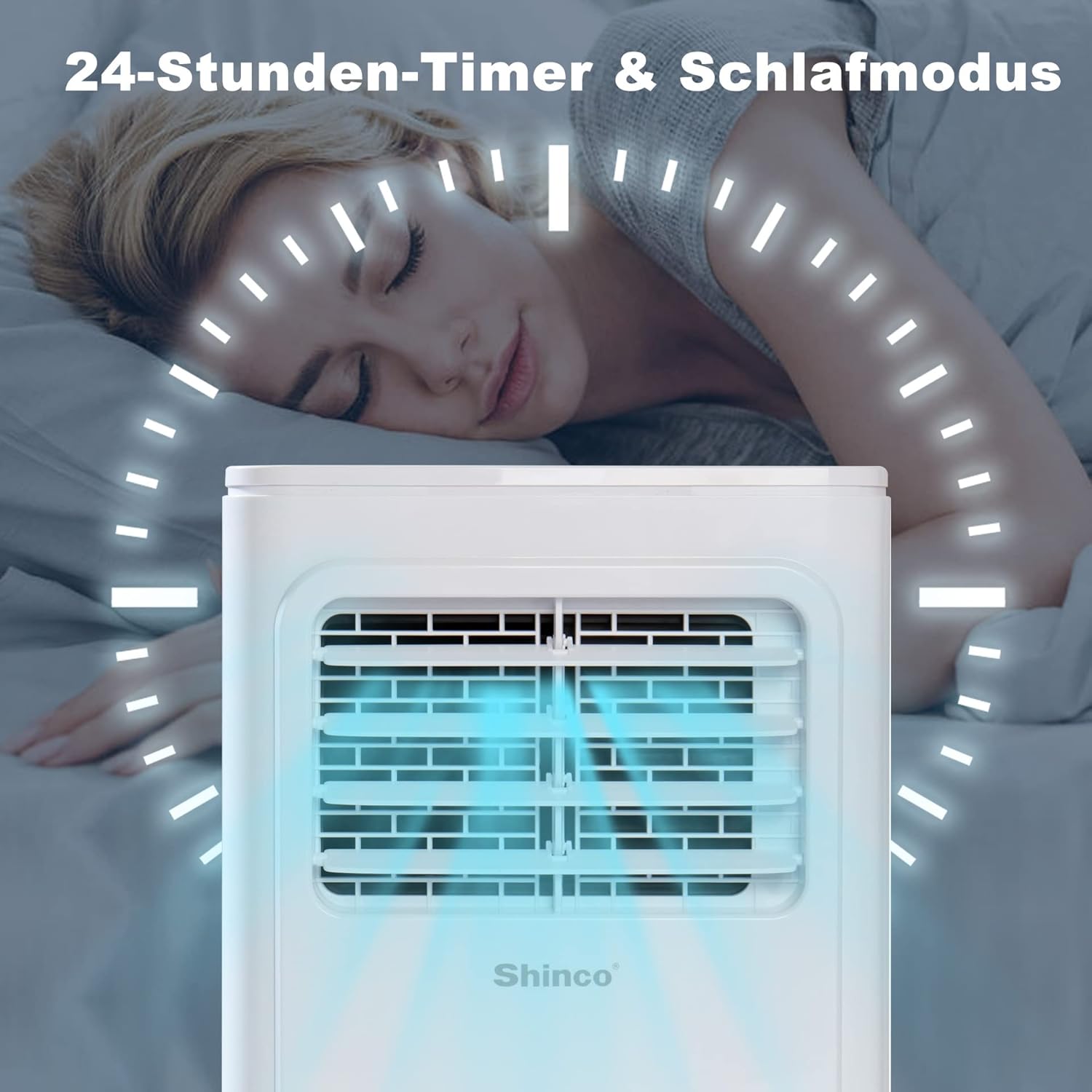 SHINCO Mobile Klimaanlage mit Abluftschlauch, 12000BTU, Kühlung&Heizung&Ventilieren&Entfeuchten, Mobiles Klimagert mit Fenstermontage-Kit, 24H-Timer, APP, für Rume von etwa 90m