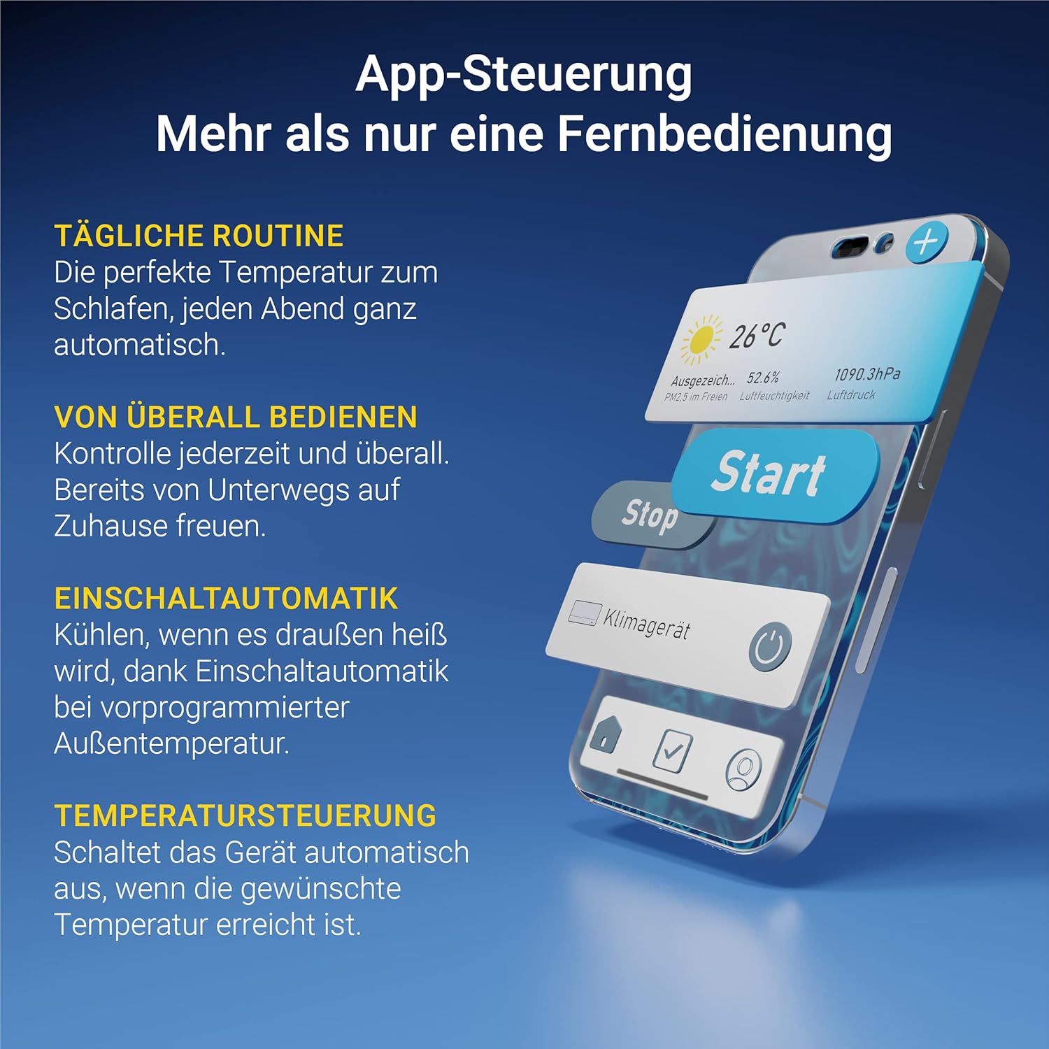 SUNTEC Mobiles Klimagerät Impuls 2.6 Eco R290 – Klimaanlage mobil und leise mit Abluftschlauch – Kühler & Entfeuchter für Räume bis 34 qm – Mobile Kühlung für Wohnung & Büro – 9.000 BTU | 2600 Watt