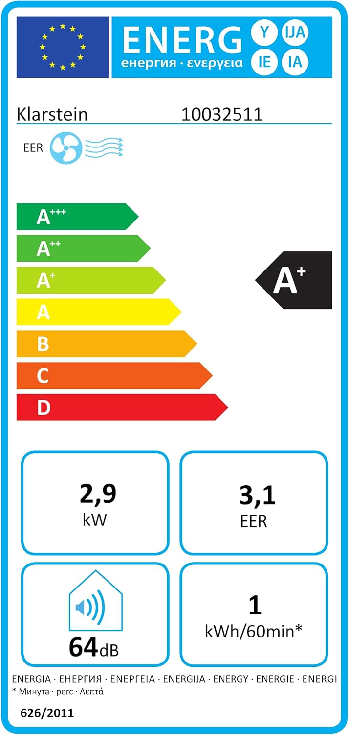 Klarstein Mobile Klimaanlage mit Abluftschlauch, 3-in-1 Klimagerät mit Ventilator & Luftentfeuchter, Kleine & Portable Klimaanlage für Wohnung & Büro,10000 BTU AC mit Niedrigem Verbrauch