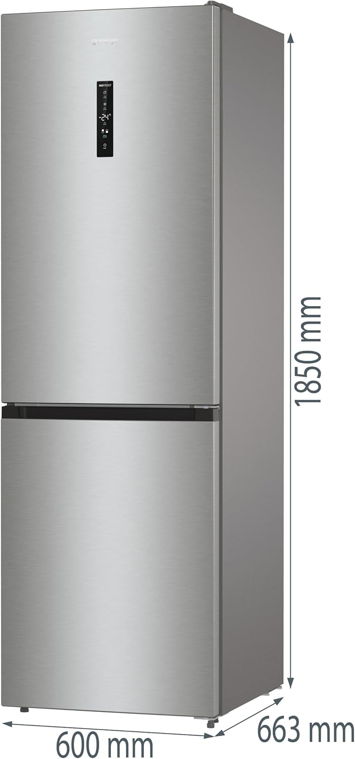 Gorenje N 619EAXL4 Kühl-Gefrier-Kombination/ LED Display/ 186 cm/ 300 l/ NoFrostPLus/ Gemüsefach mit Feuchteregler/ FastFreeze/ edelstahl