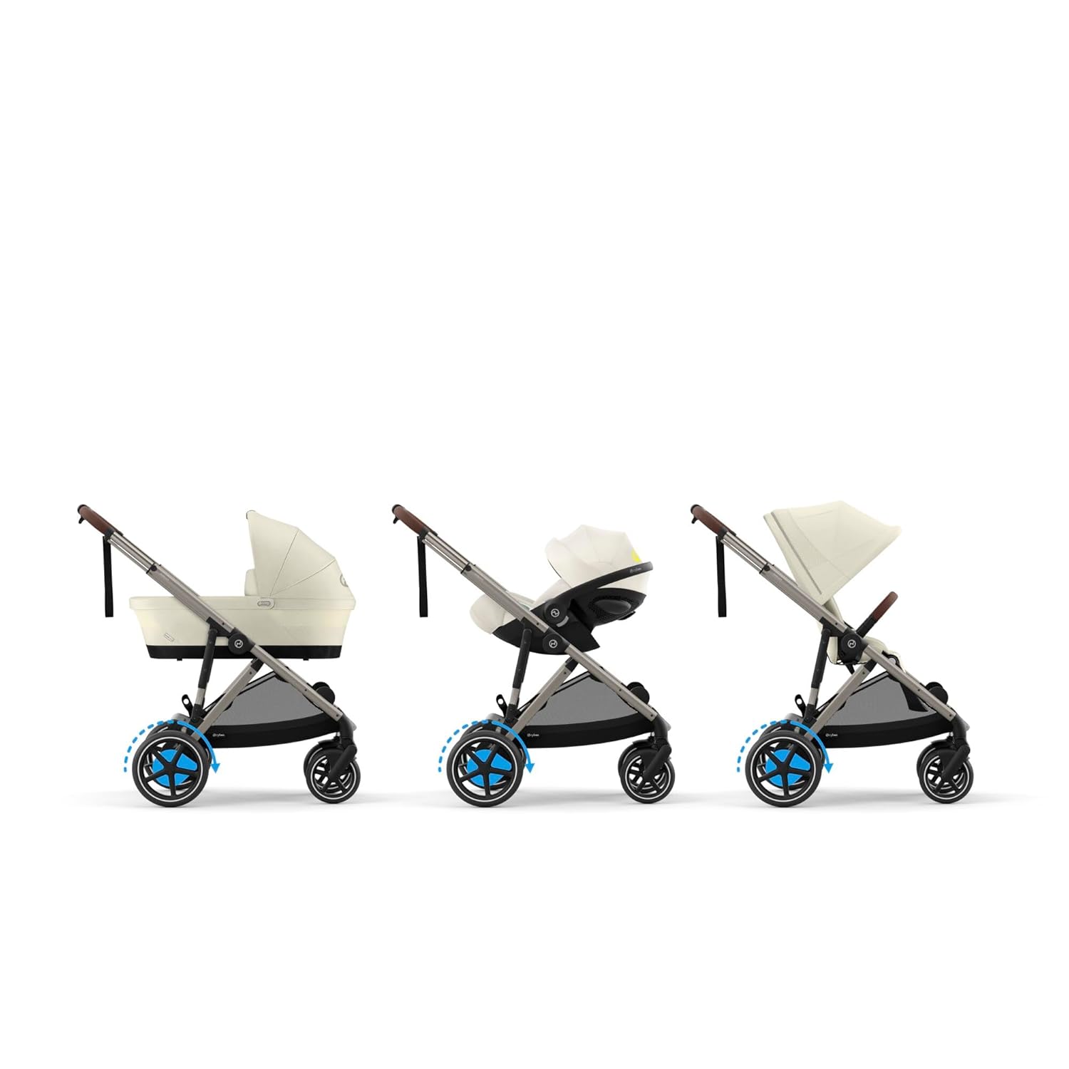 CYBEX Gold Kinderwagen e-GAZELLE S, Ab Geburt bis ca. 4 Jahre, Max. 22 kg (Single-Modus) / 2x 22 kg (Duo-Modus), All-in-1-System mit E-Antrieb und 20+ Konfigurationen, Moon Black