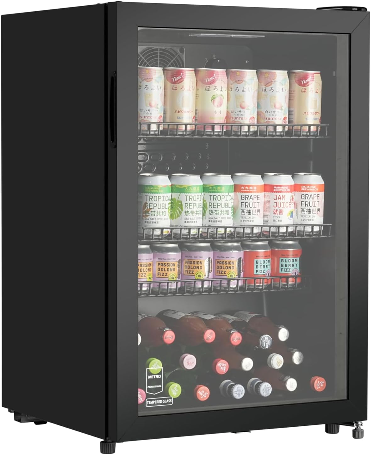 METRO Professional Mini-Kühlschrank GPC1088, 88 L, 1.052 kWh/24h, 3 Edelstahl-Drahtböden, schwarz