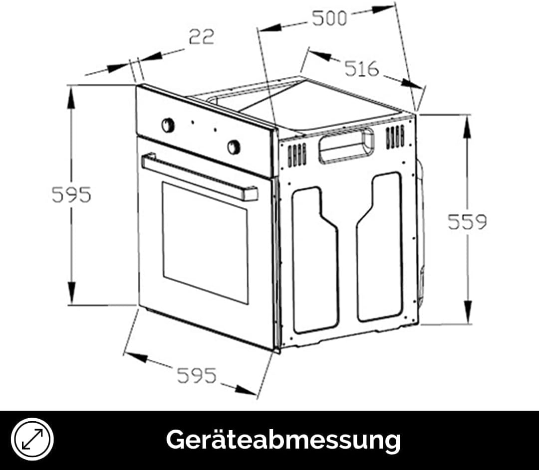 PKM Einauherdset BIC3-IGKIX-2 | Edelstahlblende | Glaskeramikkochfeld 60cm | 3 Backofenfunktionen | Energieeffiziezklasse A