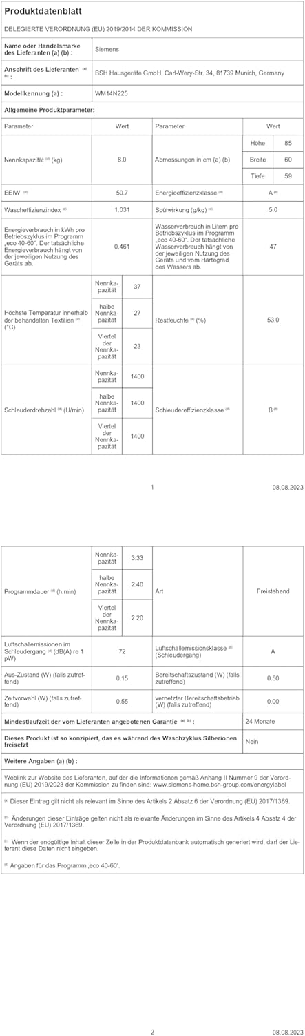 Siemens WU14UT42, iQ500 Waschmaschine, 9kg, 1400 UpM, Unterbaufähig, Extra stromsparend und leise, varioSpeed für kürzere Programme, LED-Display, Outdoor-Programm, Nachlegefunktion, aquaStop