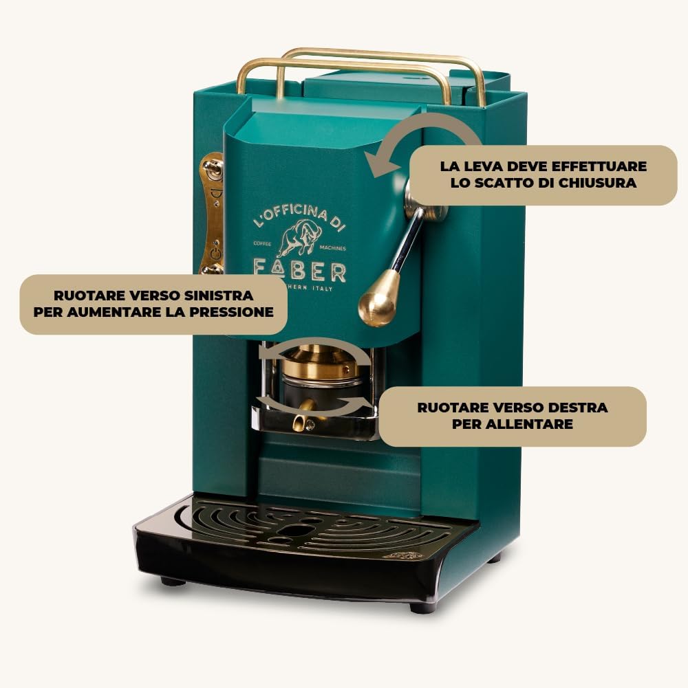 Faber PRO Total Deluxe Kaffeemaschine aus Messing, 44 mm Ese Papier, 1.3 liters, (Weiß)