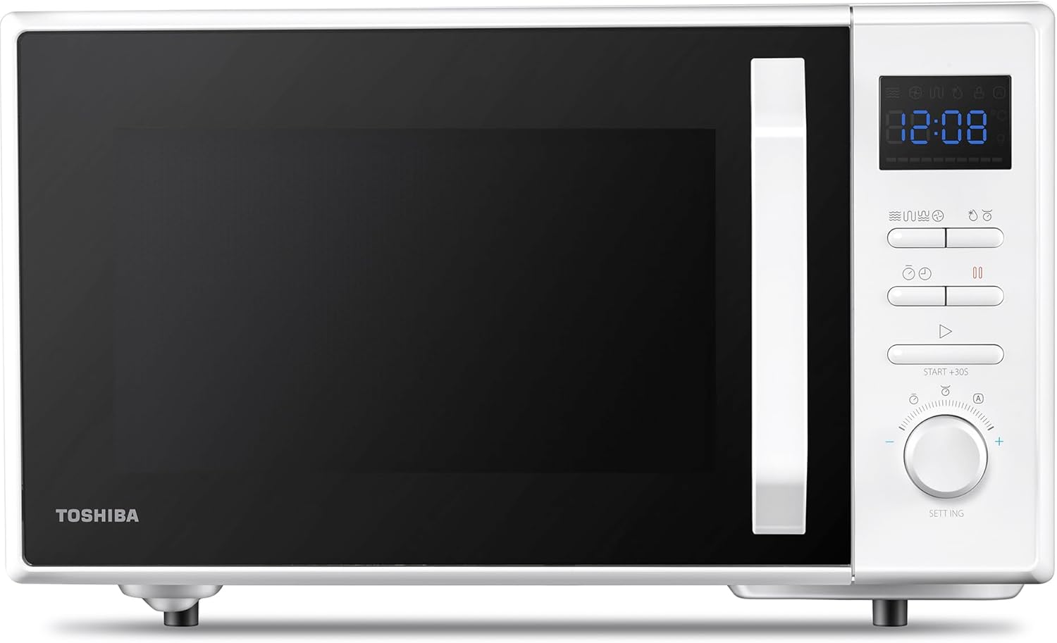 Toshiba MW2-AC25T(BK) 4-in-1 Mikrowellengrill mit Konvention, 25 l, 10 einfache Speisekarten, emaillierter Hohlraum, Speicherplatz drehbar, 1100 W Grill, 2100 W, Konvention, Schwarz