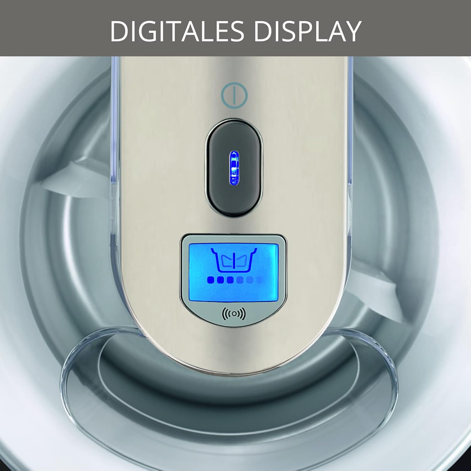 Krups GVS241 Eismaschine Venice Perfect Mix | 1L hausgemachtes Eis, Sorbet, Frozen Jogurth | Ohne Kompressor | Inklusive Rezeptheft und Silikonlöffel | Digitalanzeige und Signalton, Weiß