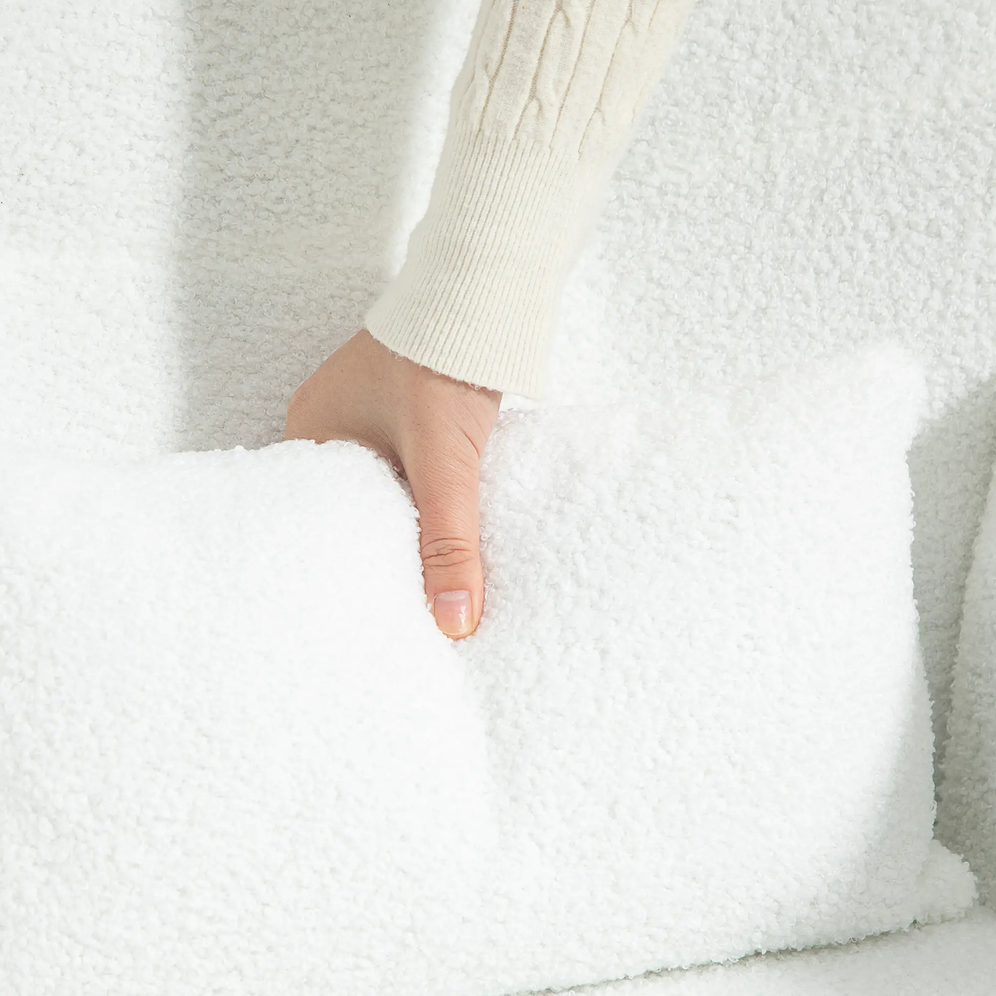 HOMCOM Schaukelstuhl Polsterstuhl Schwingfunktion Seitentasche Weiß