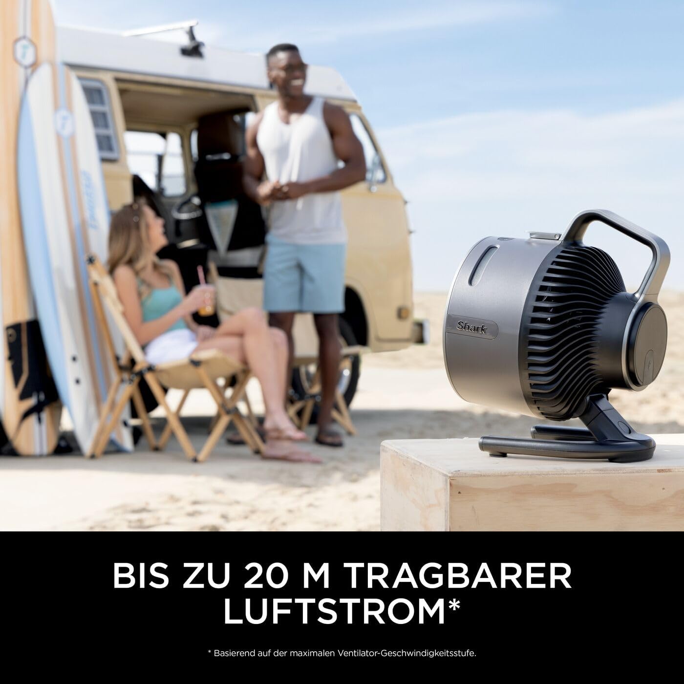 Shark FlexBreeze Ventilator Leise, Hybrid Ventilator Kabelgebunden & Kabellos, Tragbar, für Innen- und Außenbereich, UV- & Wasserbeständig, Ultraleistungsstark, Ultraleise, Weiß FA220EU