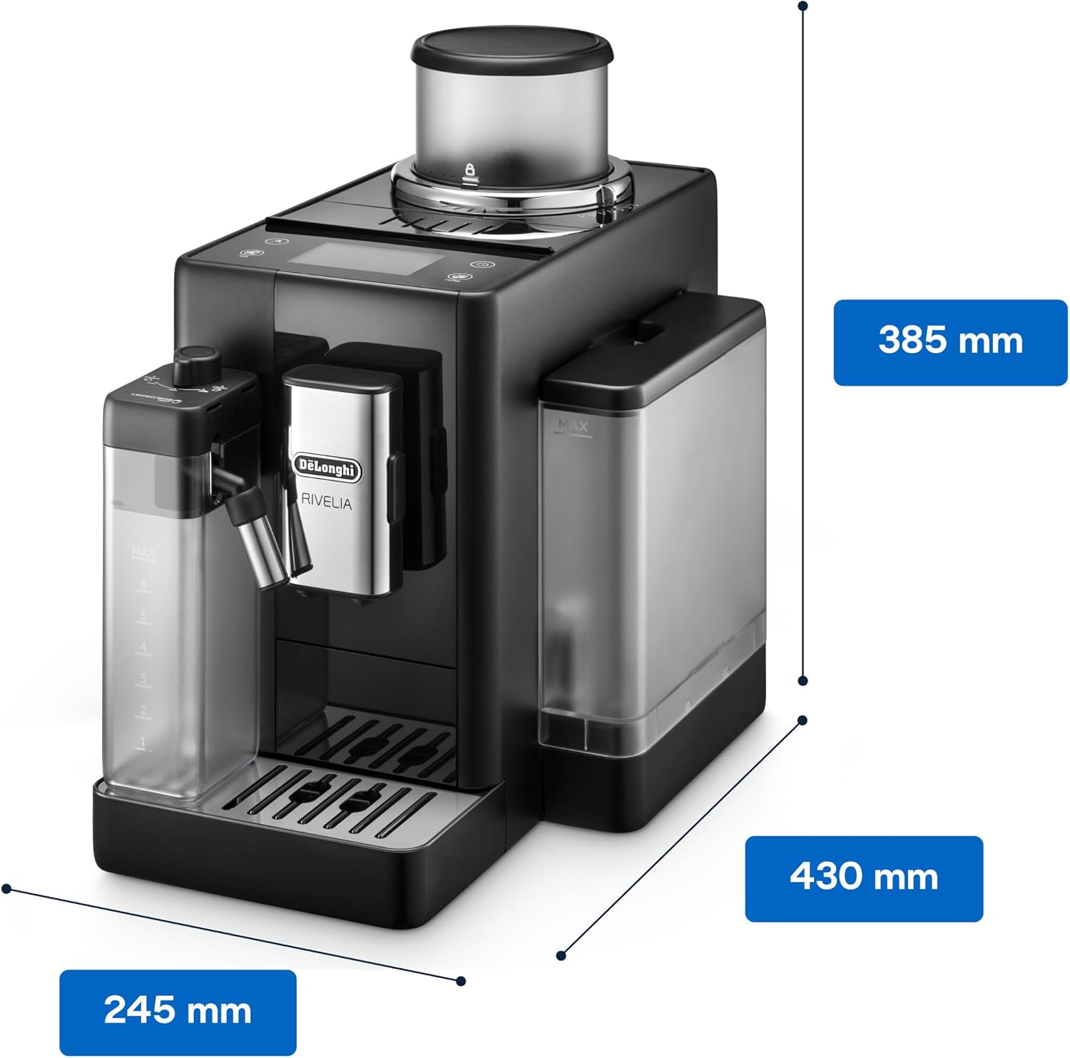 De'Longhi Rivelia EXAM440.55.W Kaffeevollautomat mit LatteCrema Milchsystem, Wechselbarer Bohnenbehälter, 16 Kaffee- & Milchgetränke auf Knopfdruck, Extra-Shot-Funktion, 3,5 Touch-Display, Weiß