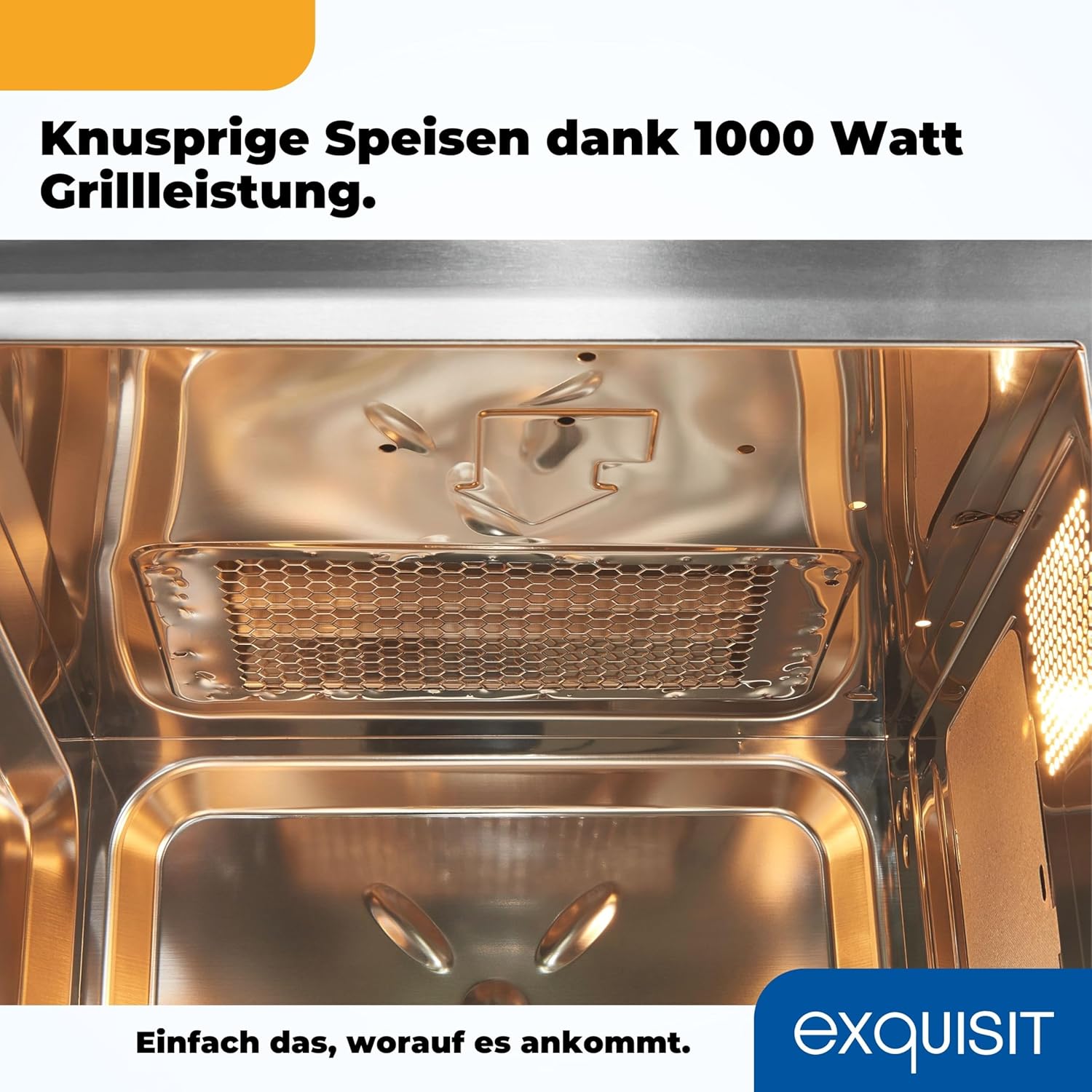 Exquisit Einbaumikrowelle EMW10-020 inox | 800 W Leistung | Kinderleichte Bedienung | Einfacher Einbau | Timer | Drehteller 27cm | Mikrowelle 60 cm | Einbaugerät | Edelstahl
