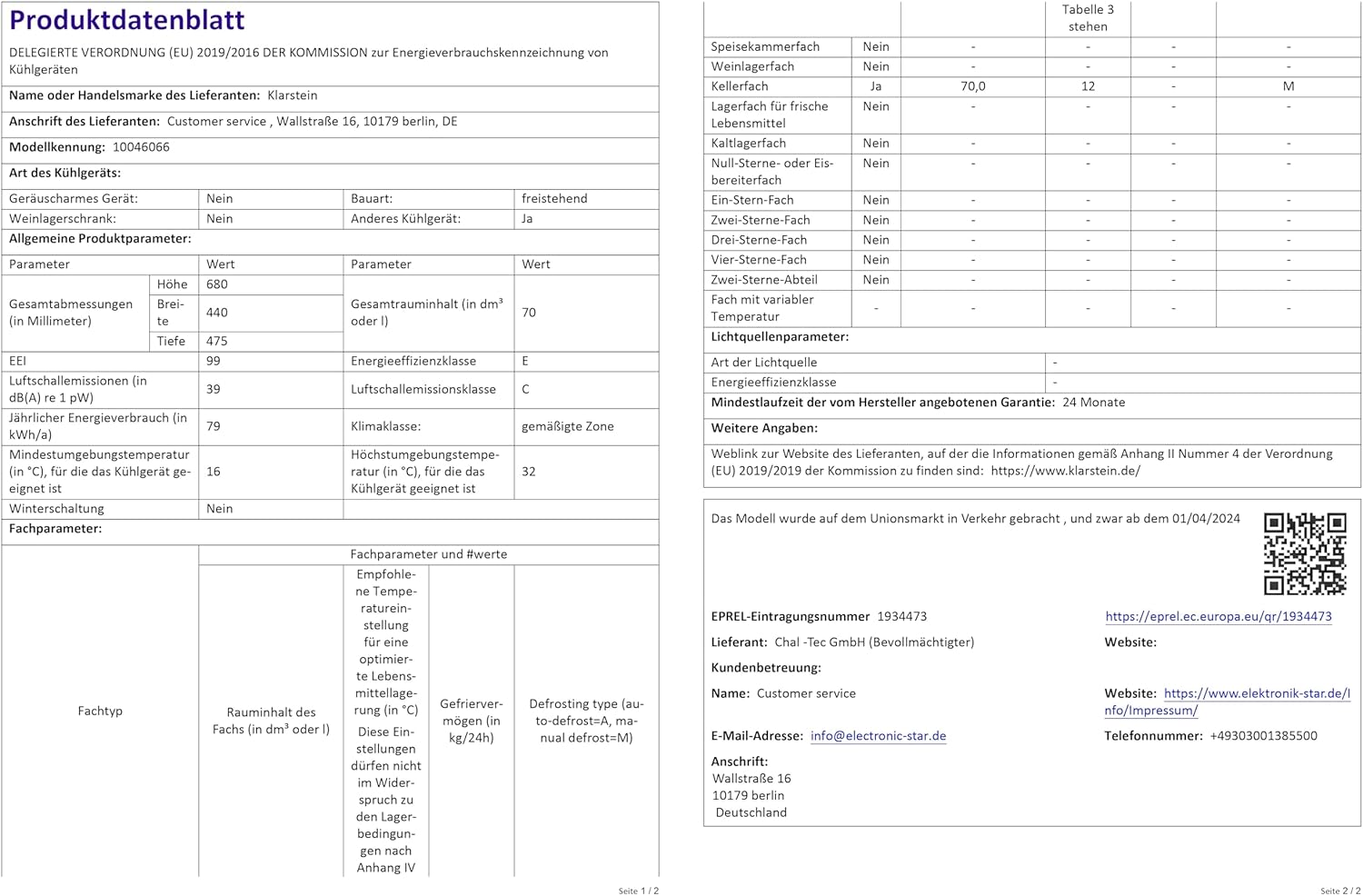 Klarstein Kühlschrank 70L, Kleiner Kühlschrank mit Herausnehmbaren Ablagen, Leiser Mini Kühlschrank mit Glastür & LED, Getränkekühlschrank Klein, Outdoor Geeignet, Biersafe für Flaschen, 0-10°C