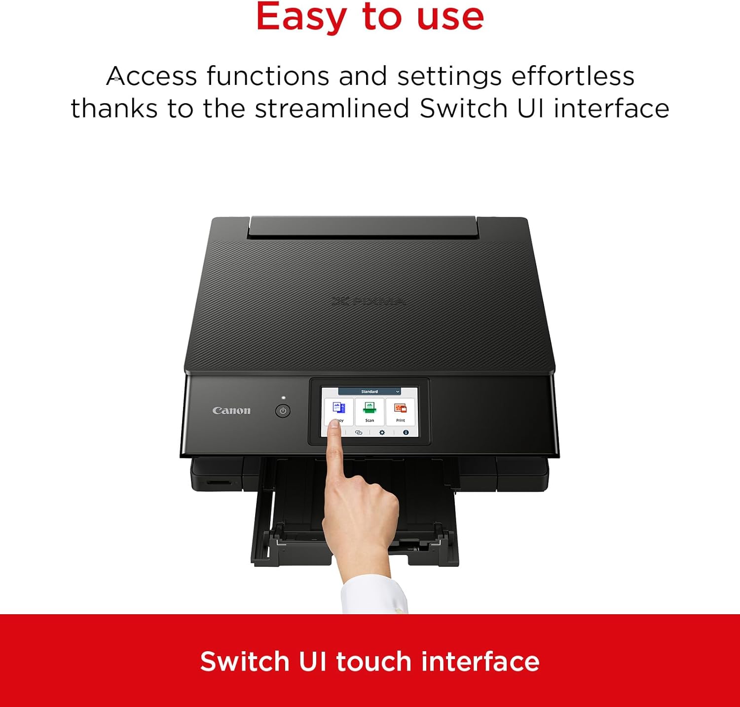 Canon PIXMA TS8750 Multifunktionsdrucker 3in1 (Tintenstrahl,Drucken, Kopieren, Scannen, A4, 10,8 cm Touch LCD, WLAN, Duplexdruck, 2 Papierzuführungen, 2 x 100 Blatt, 6 Separate Tinten) schwarz